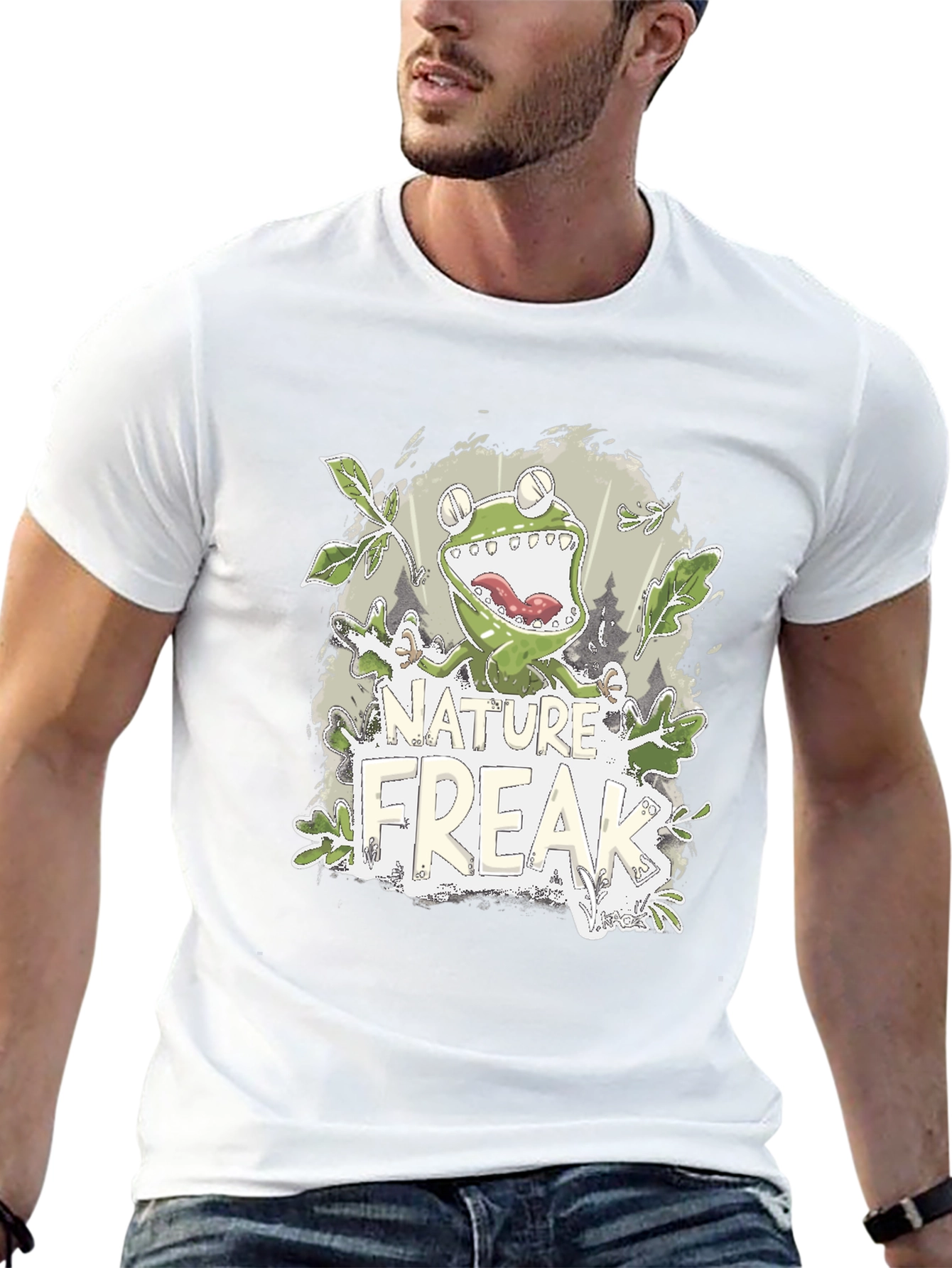 Black Nature Freak Frog Graphic T-Shirt view 13