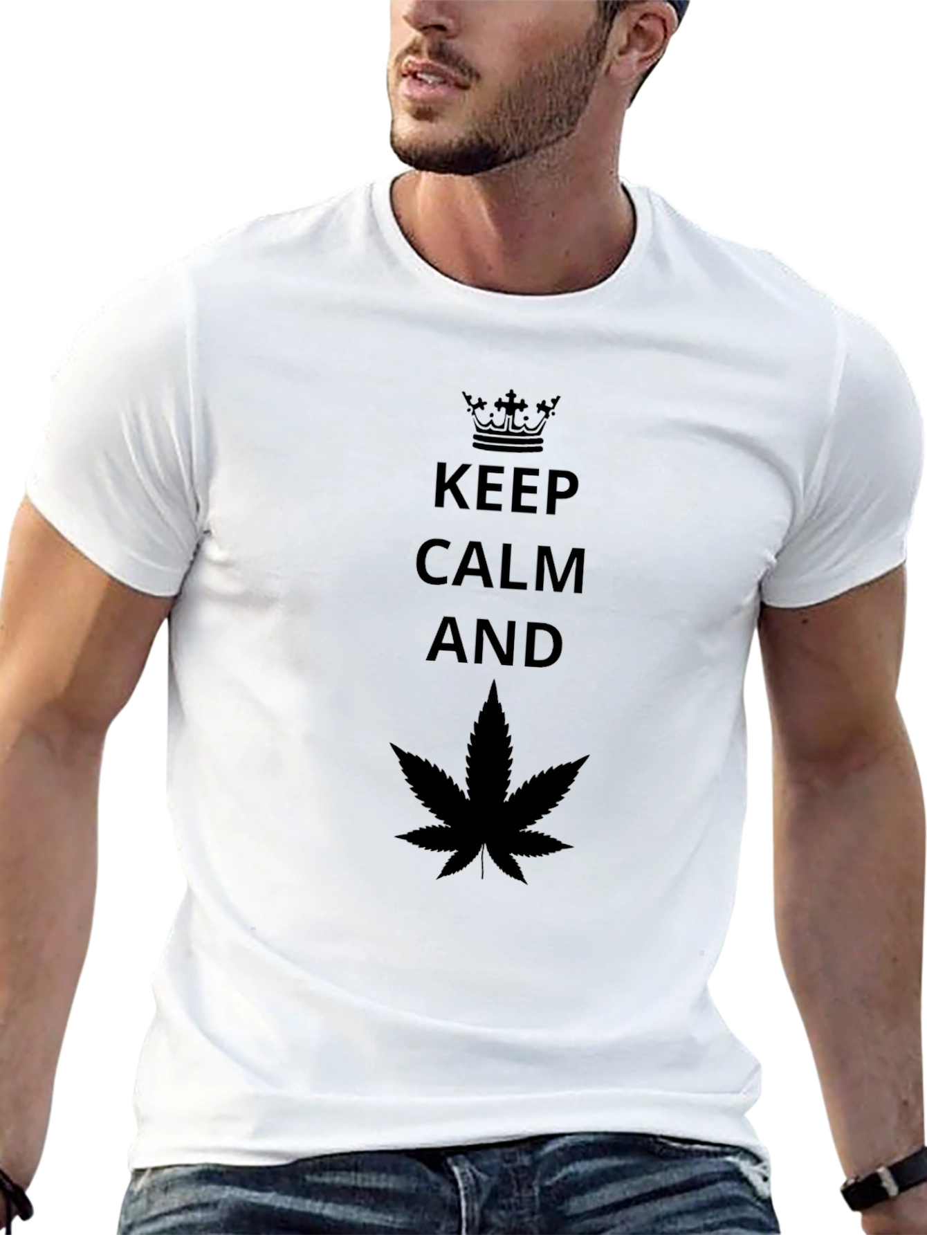 Black Keep Calm and Smoke On Black T-Shirt view 13