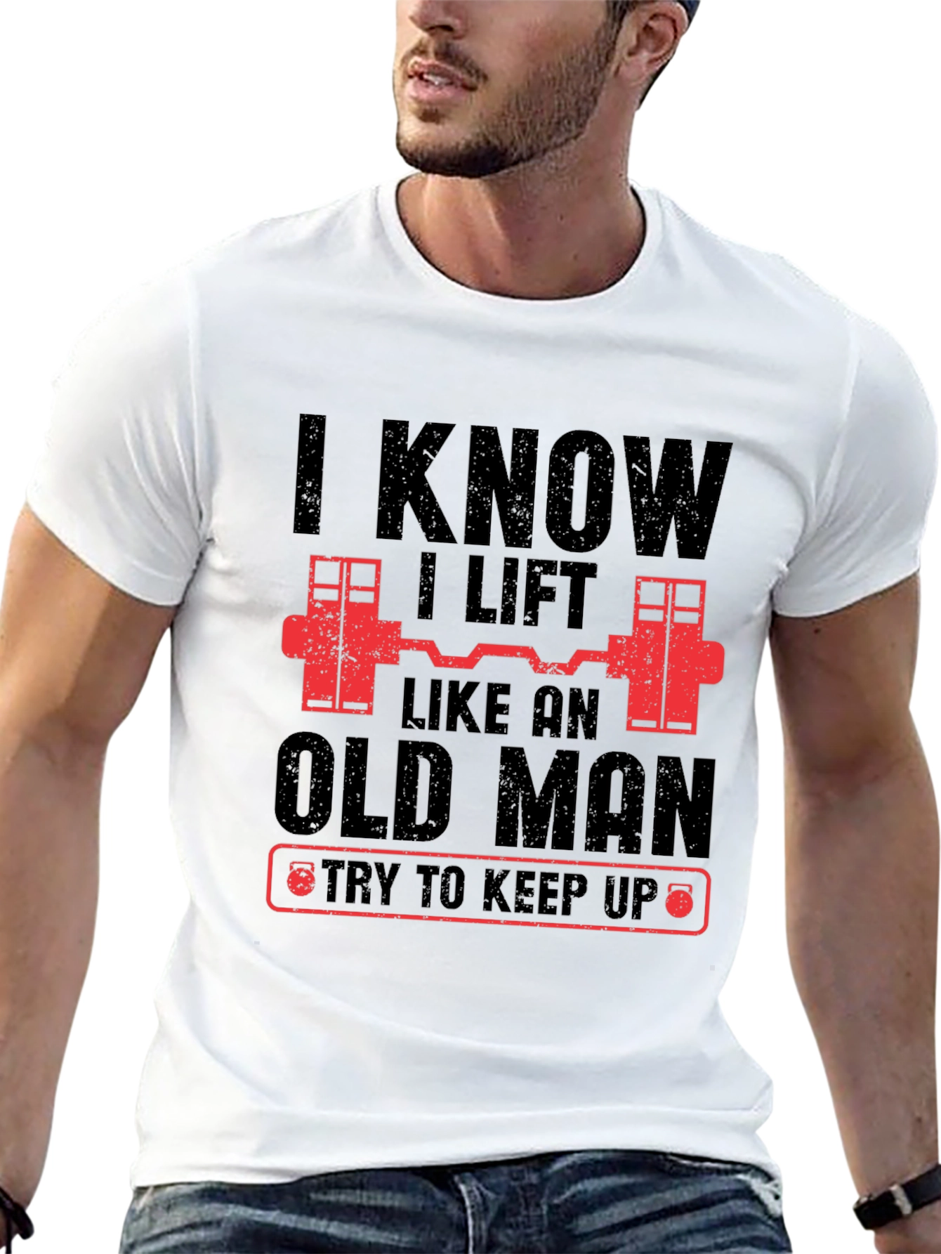 Black I Know I Lift Like An Old Man Funny Gym T-Shirt view 13