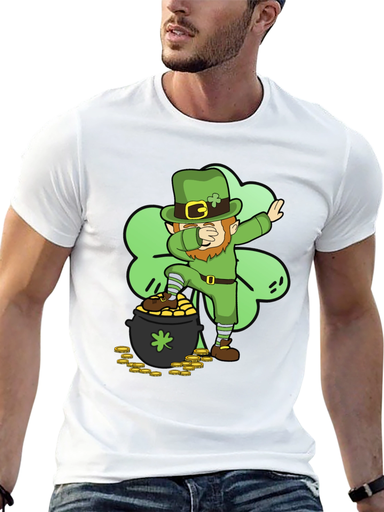 Black St. Patrick's Day Leprechaun Dab T-Shirt view 13