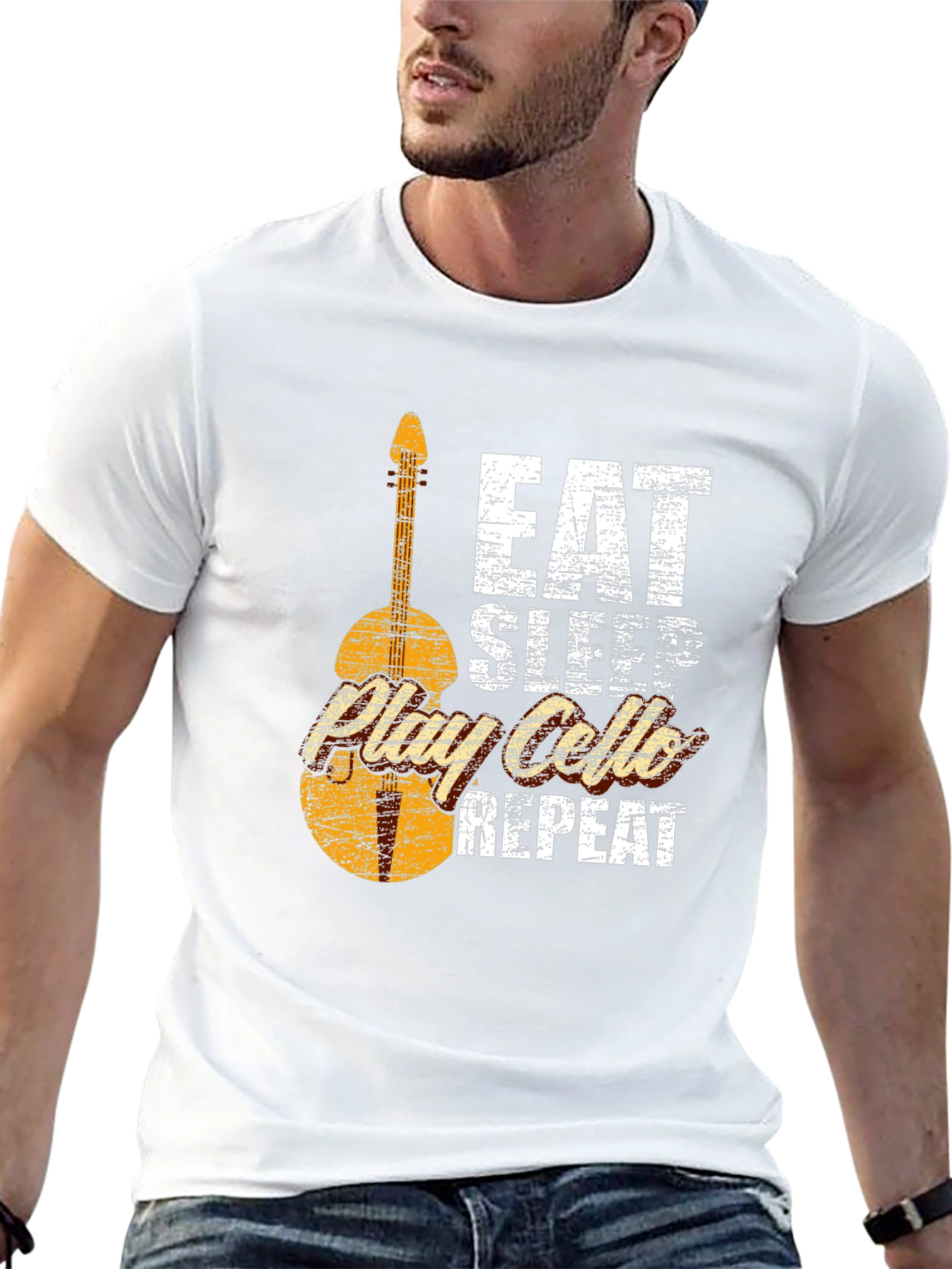 Black Eat Sleep Play Cello Repeat T-Shirt view 13