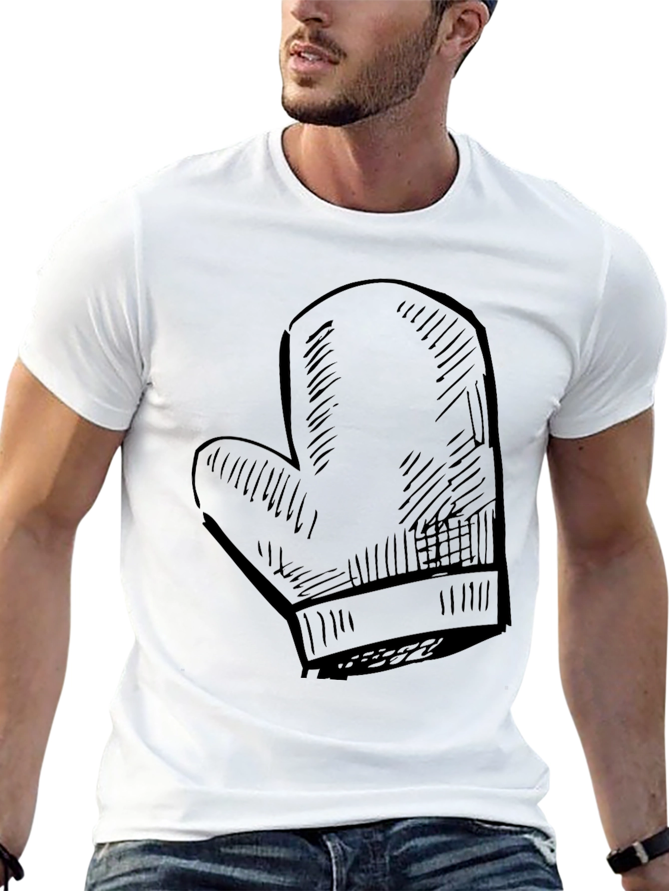 Black Chef's Oven Mitt Graphic Tee - Black Cotton T-Shirt view 13