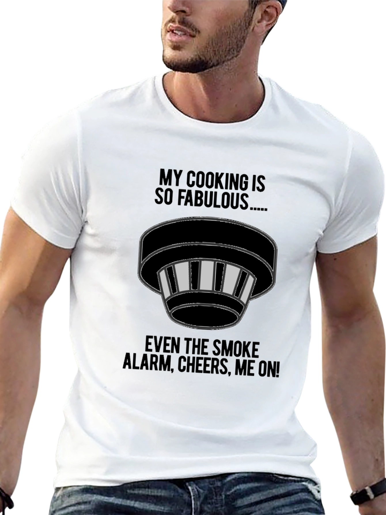 Black Funny Cooking T-Shirt - Smoke Alarm Cheers Me On view 13