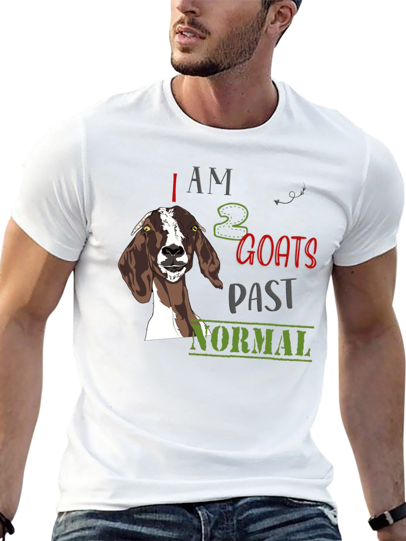 Black I am 2 Goats Past Normal Graphic Tee view 13