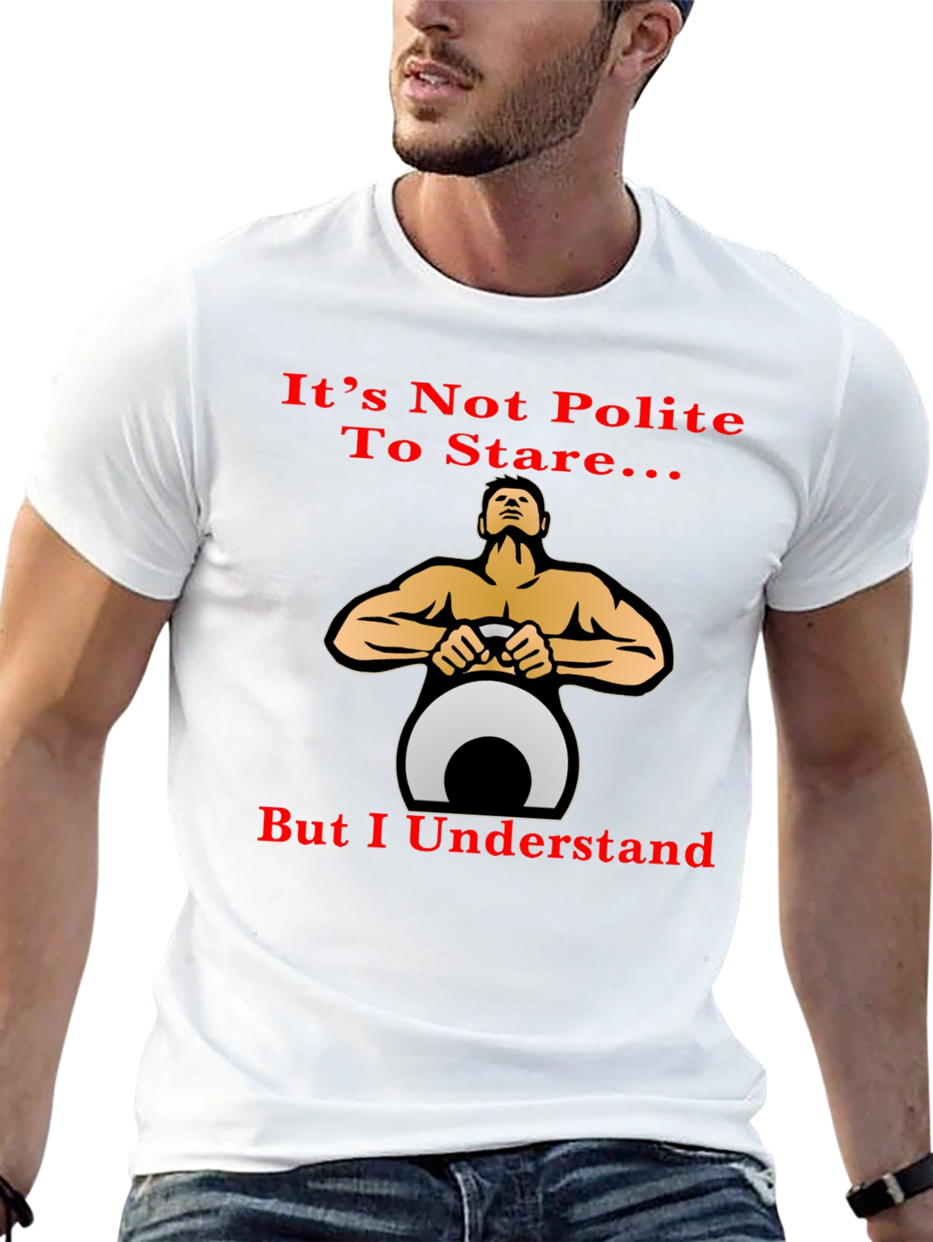 Black Funny Fitness T-Shirt: It's Not Polite To Stare... view 13