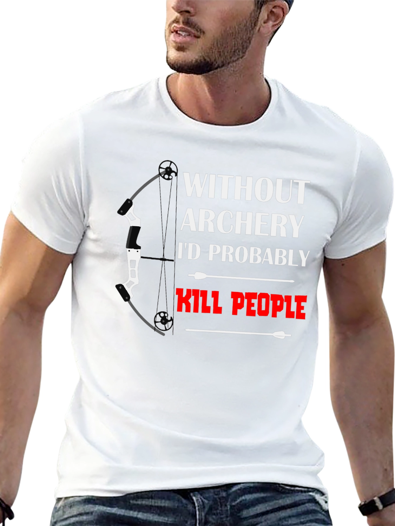 Black Archery T-Shirt: Without Archery I'd Kill People view 13