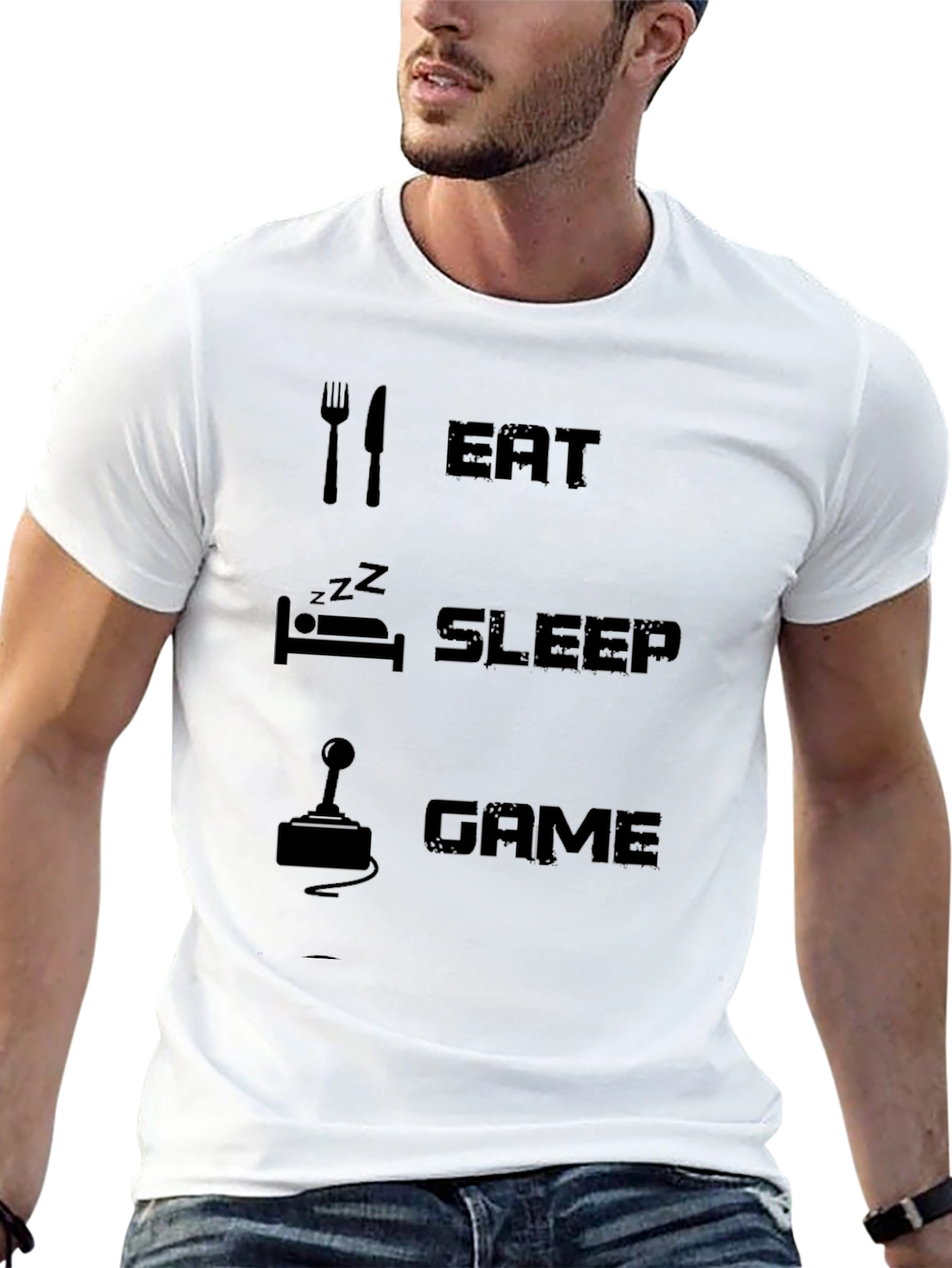 Black Eat Sleep Game Black T-Shirt view 13