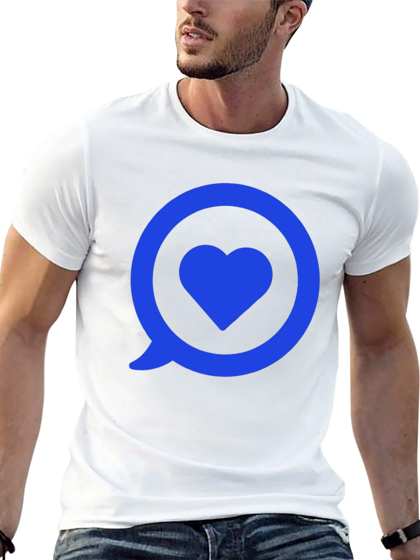 Black Heart in Speech Bubble Graphic Tee - Modern Style view 13