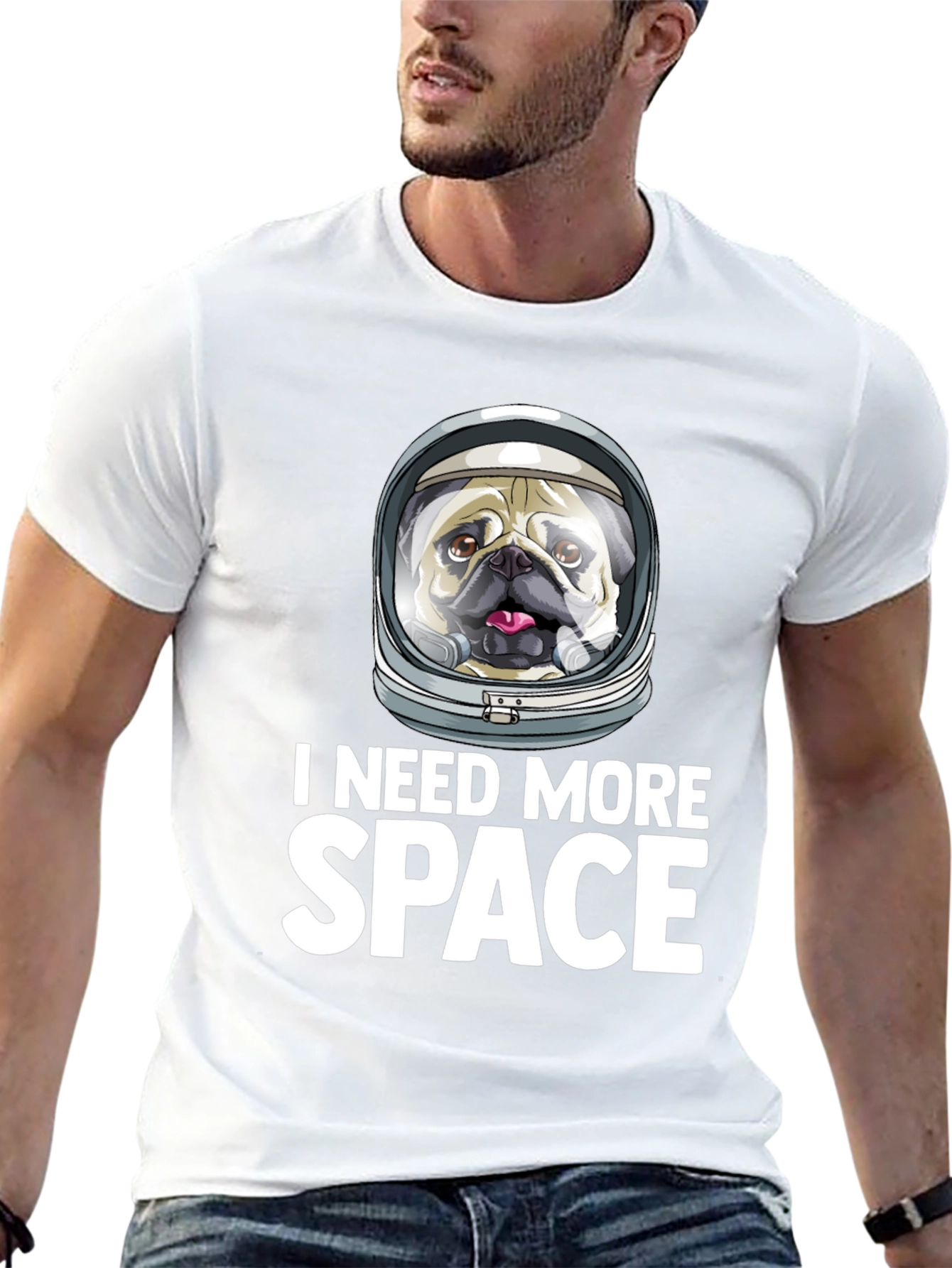 Black I Need More Space Pug T-Shirt - Funny Dog Astronaut Tee view 13