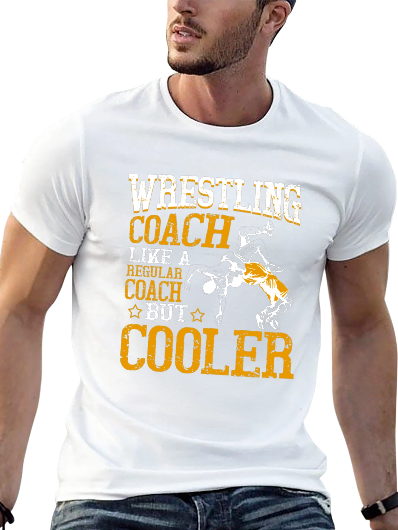 Black Wrestling Coach T-Shirt - Cooler Design view 13