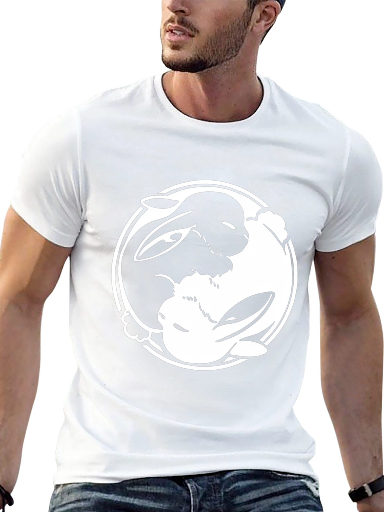 Black Yin Yang Rabbit Graphic T-Shirt - Balance & Style view 13