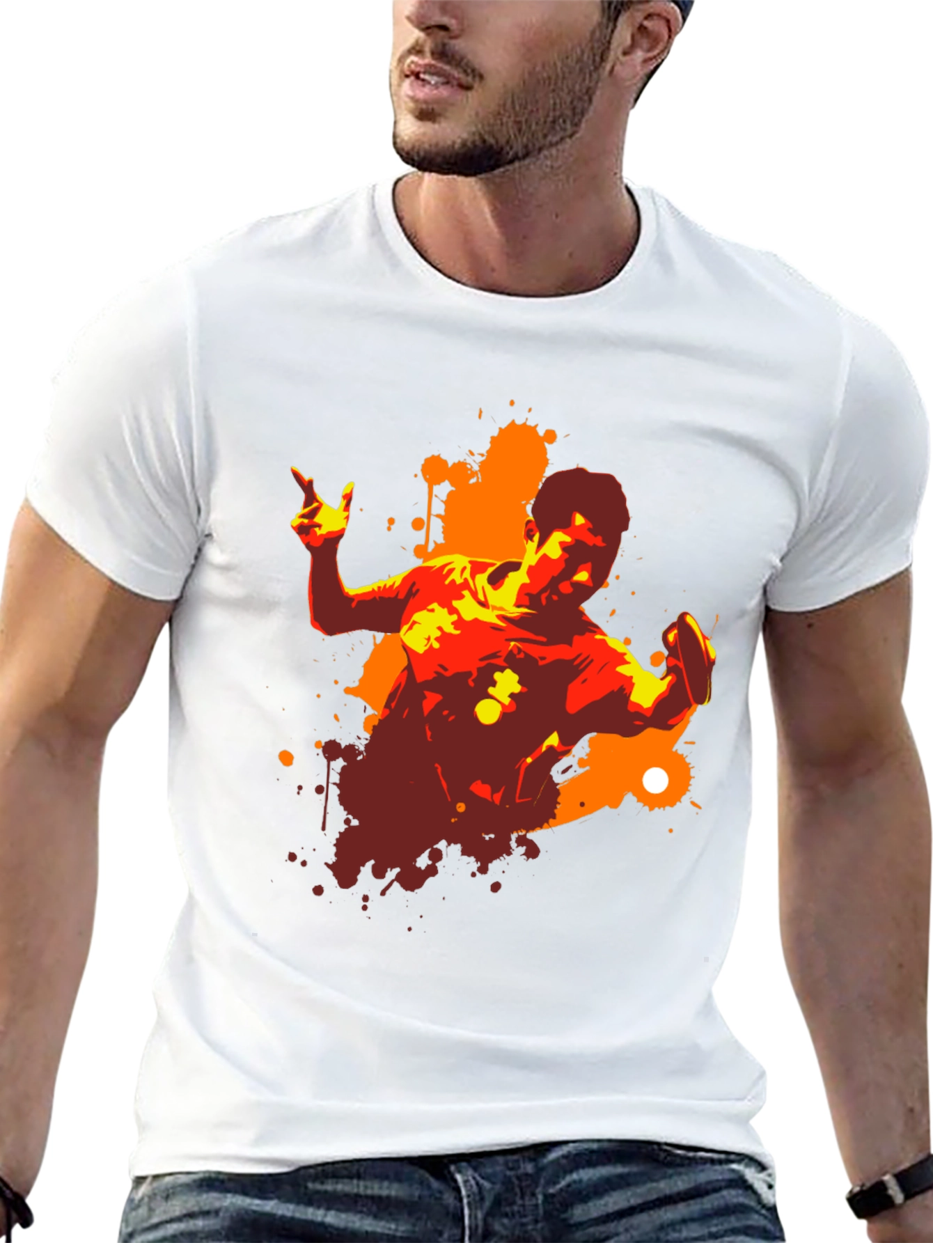 Black Graphic Print Men's Black T-Shirt view 13