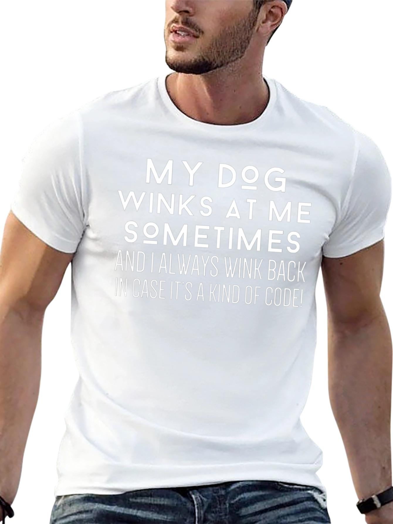 Black My Dog Winks At Me Funny Graphic Tee view 13