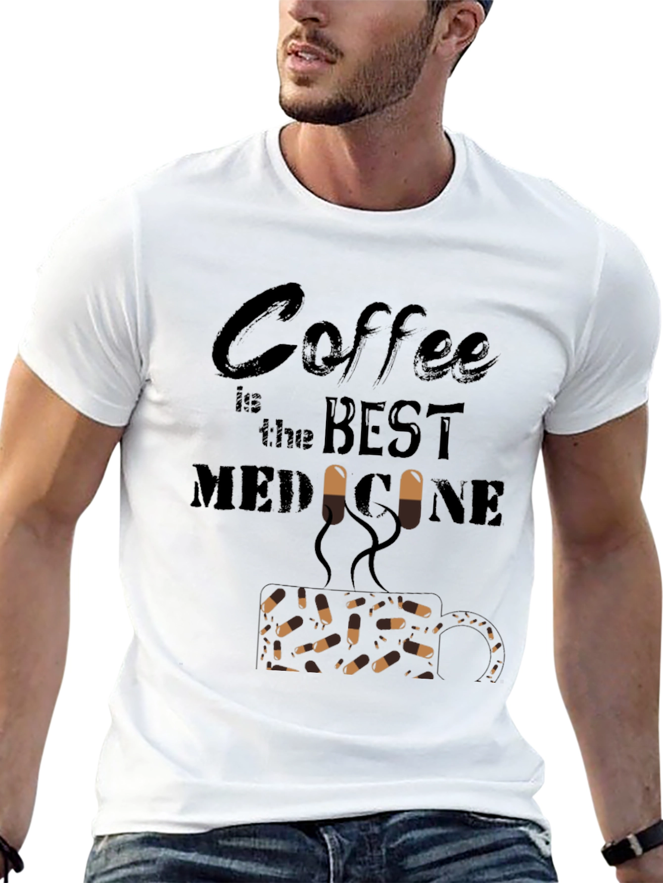 Black Coffee is the Best Medicine Graphic T-Shirt view 13