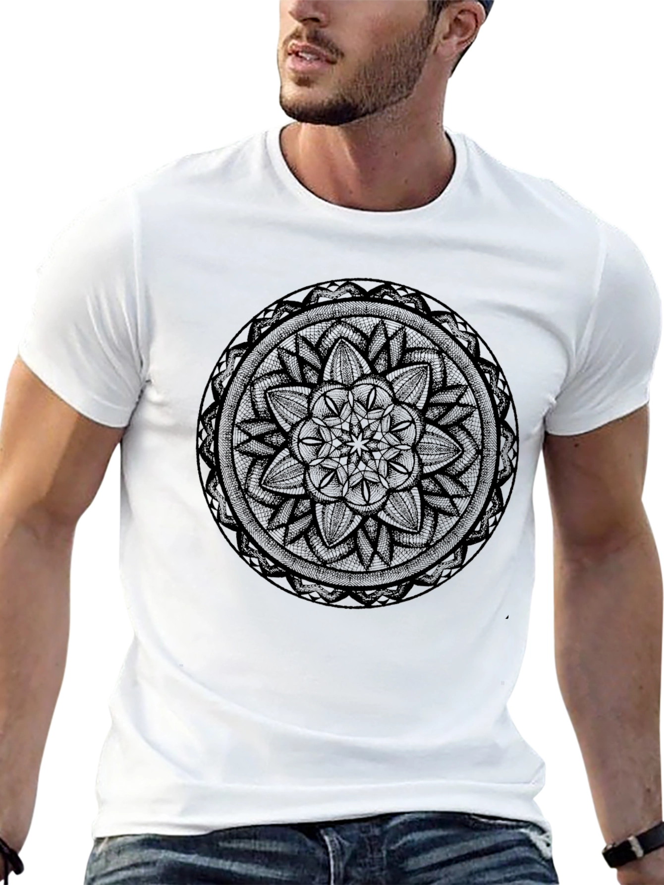 Black Mandala Graphic Black T-Shirt view 13
