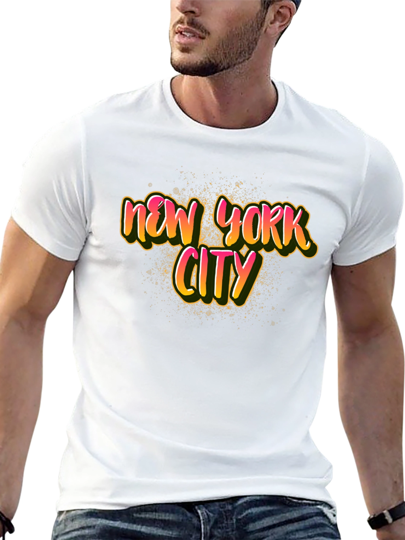 Black New York City Graphic Print Black T-Shirt view 13