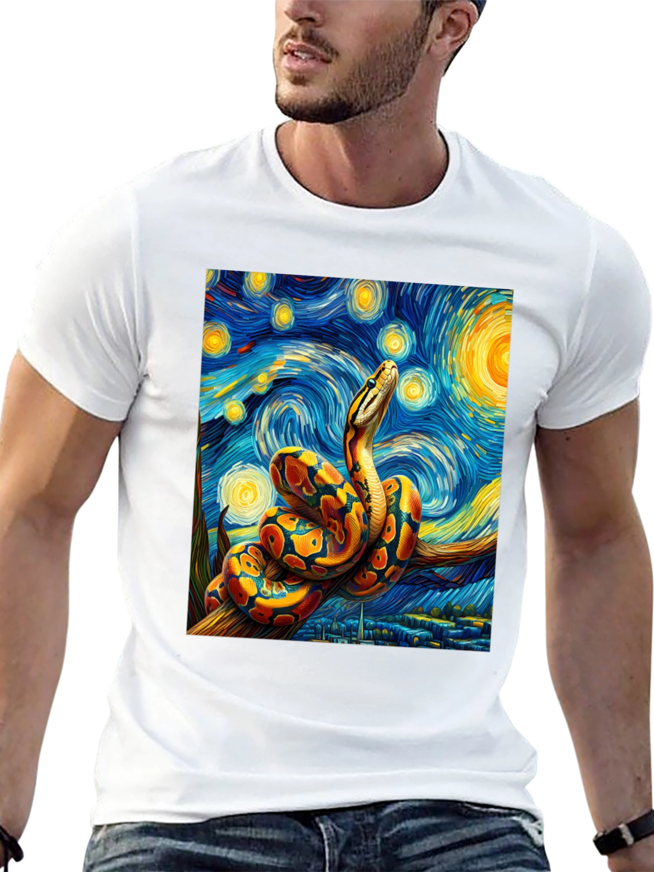 Black Starry Night Snake T-Shirt view 13