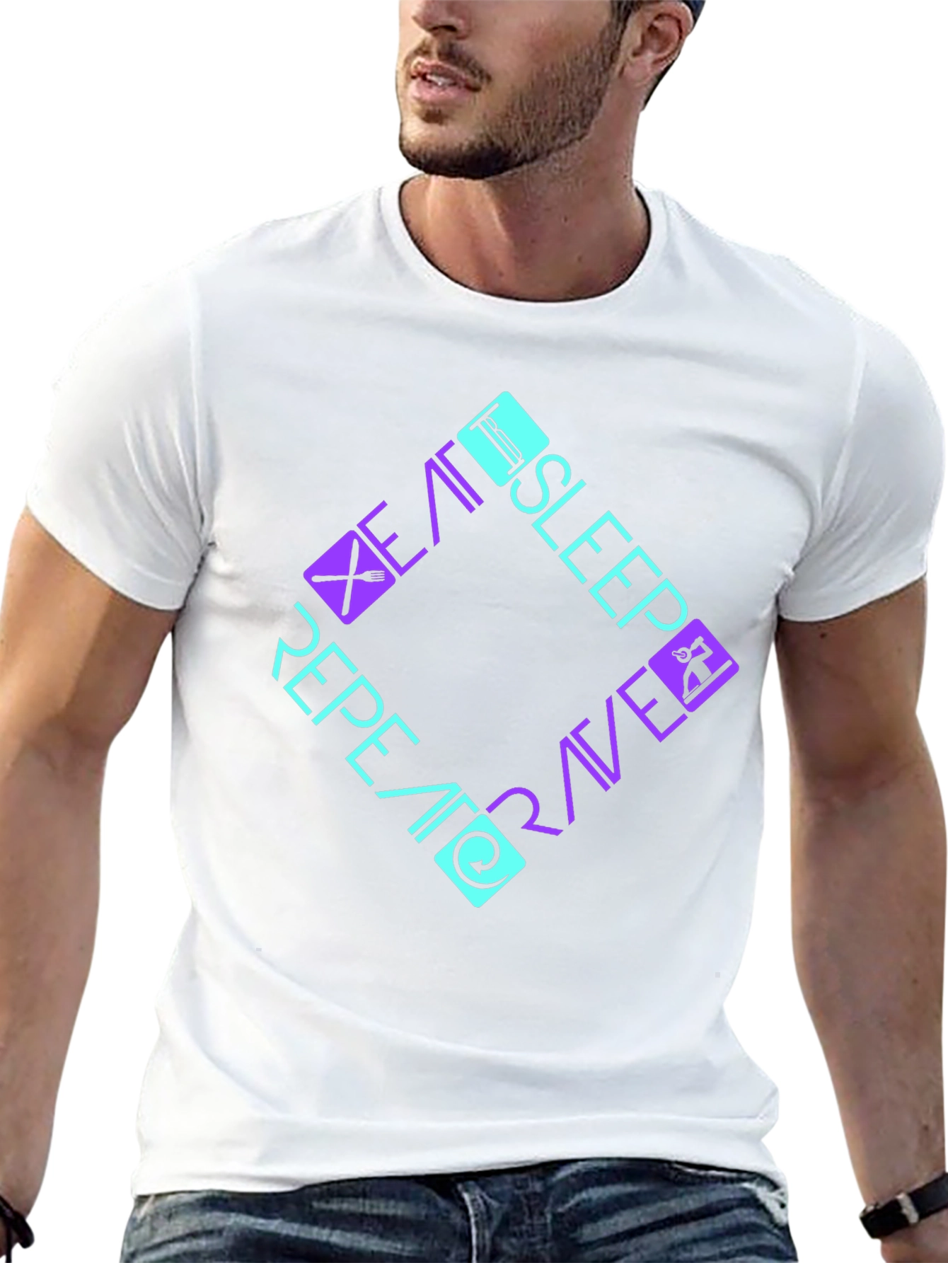 Black Eat Sleep Rave Repeat Graphic Tee view 13