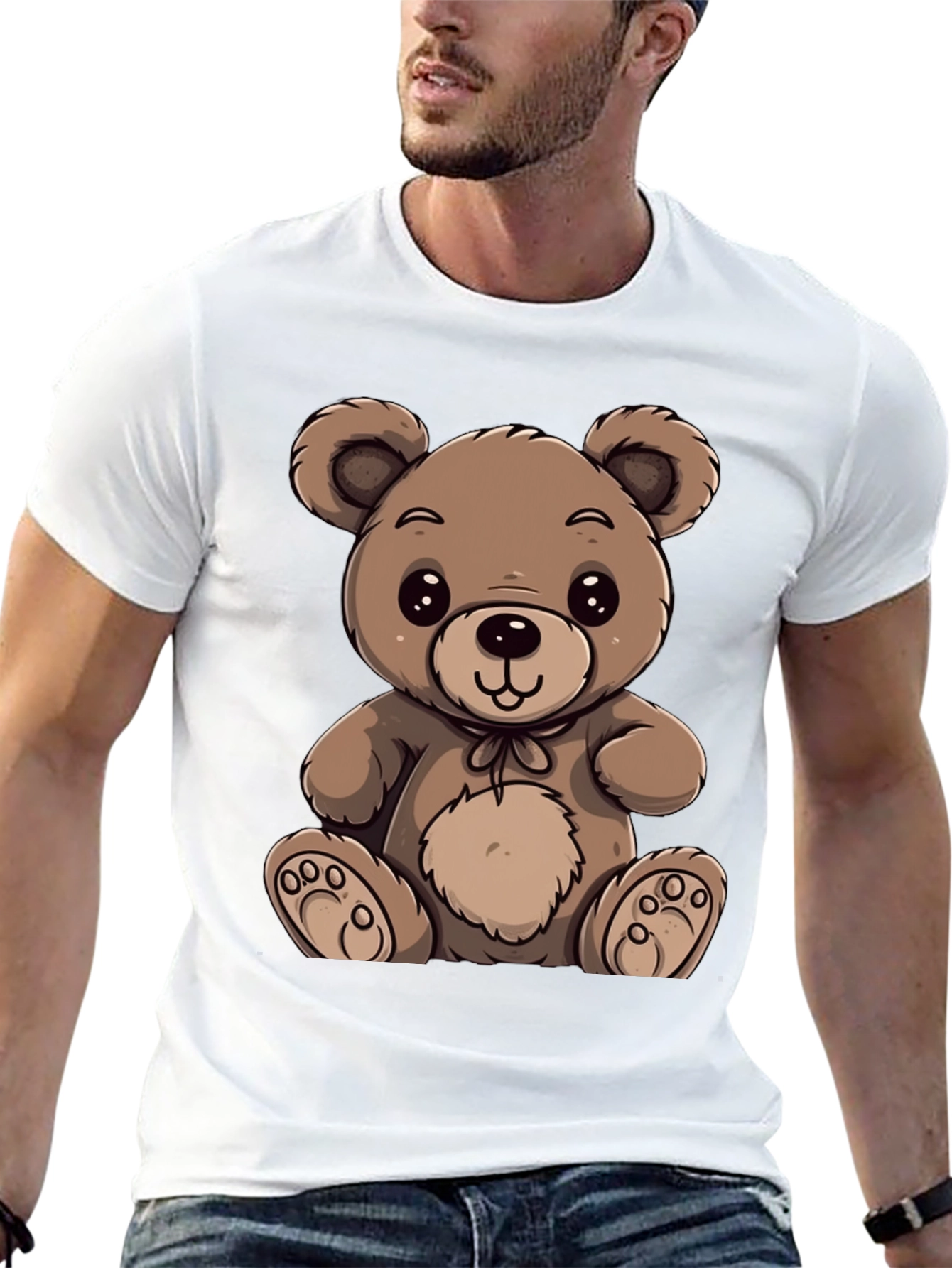 Black Cute Teddy Bear Graphic Tee view 13