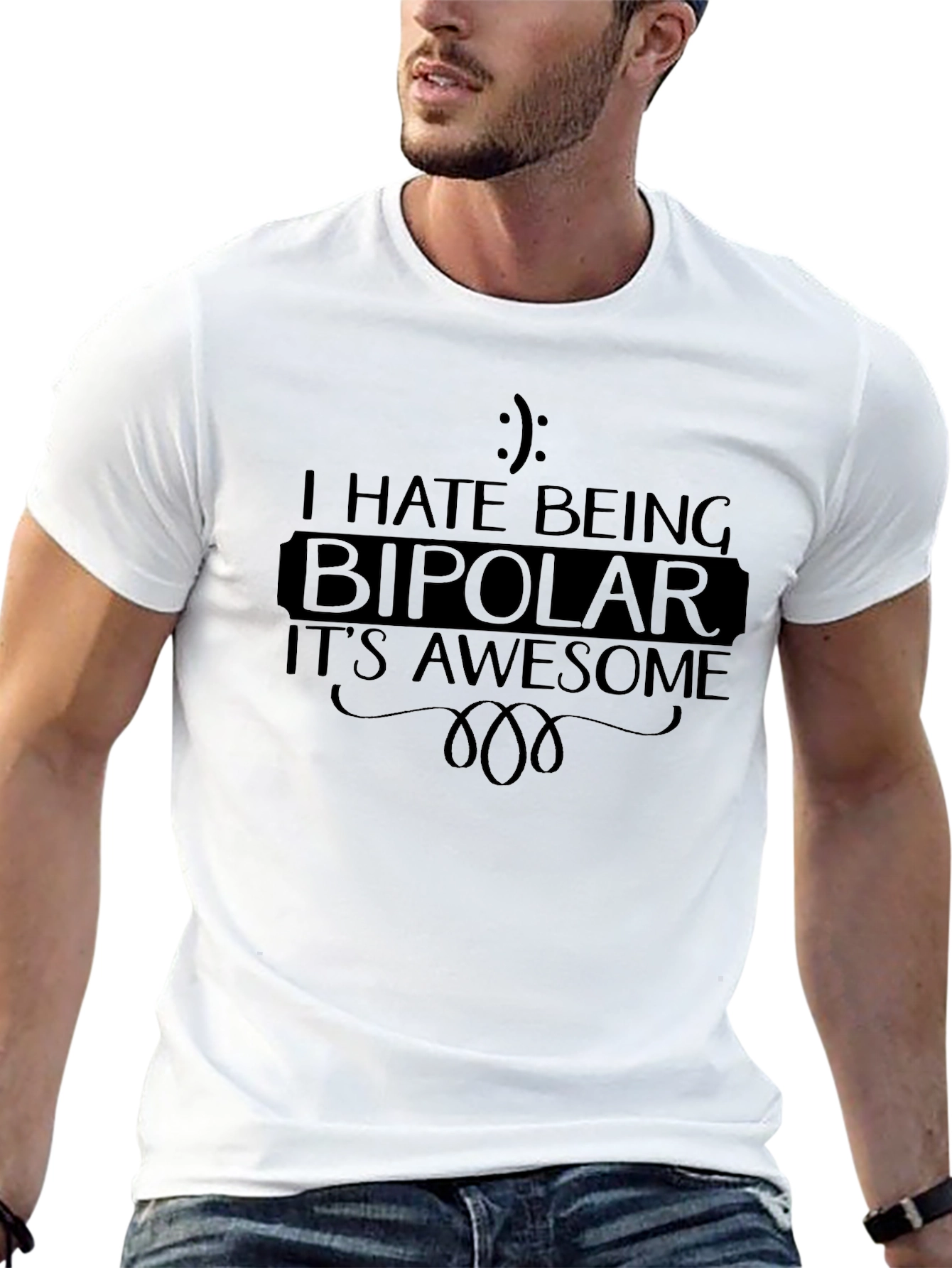 Black Bipolar Awesome Black T-Shirt view 13