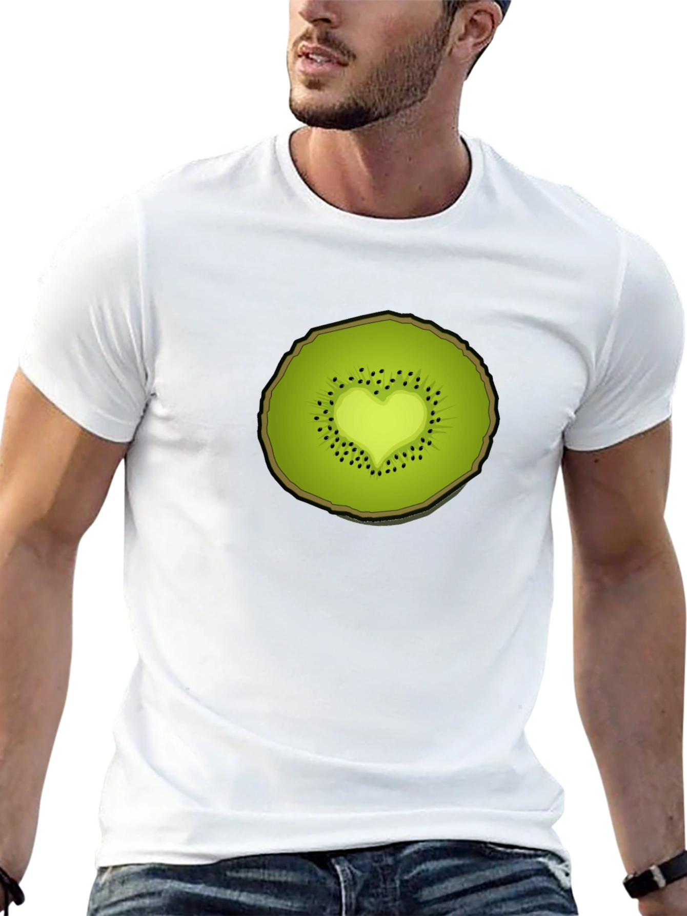 Black Kiwi Heart Graphic Tee - Unique Fruit Design view 13