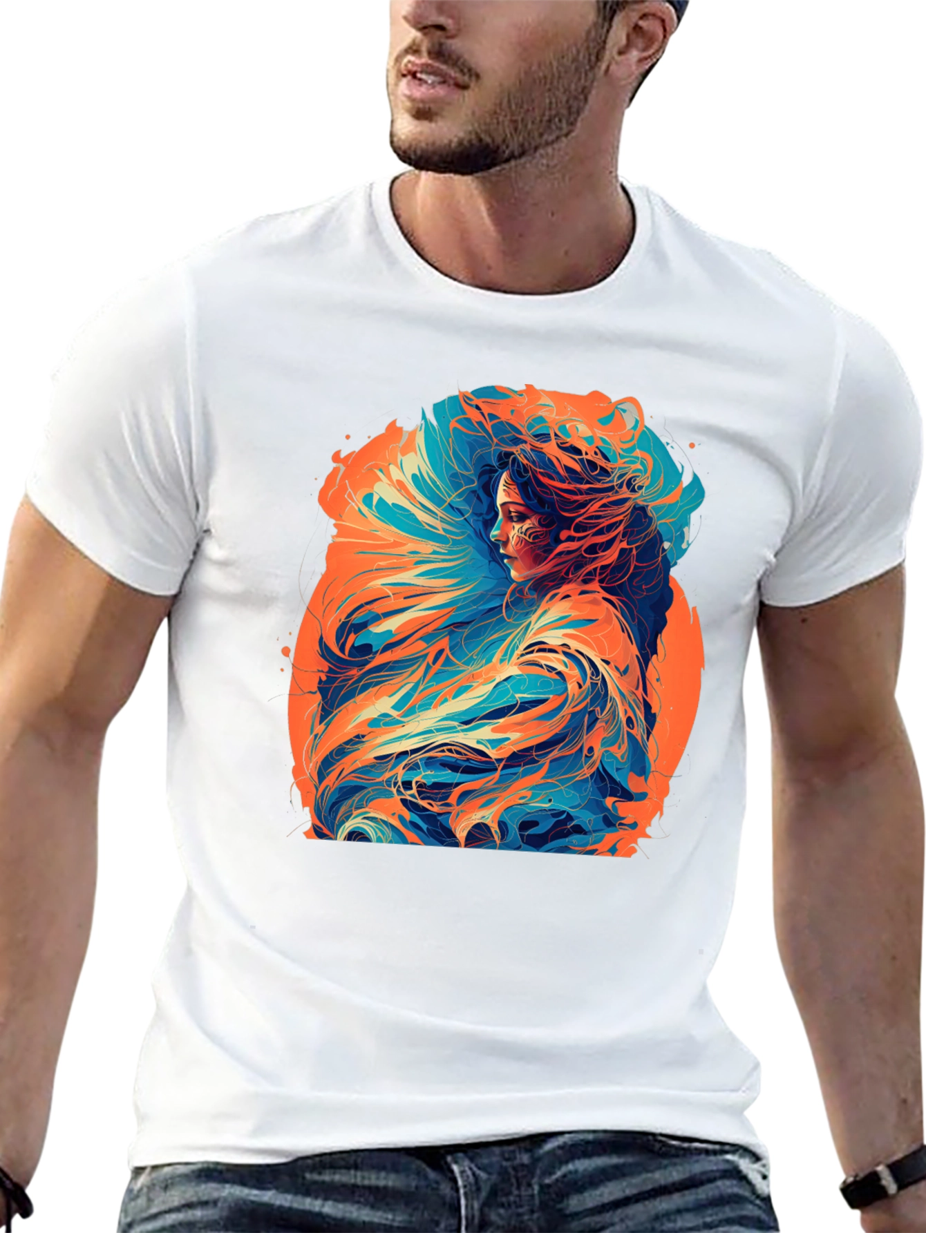 Black Artistic Woman Graphic Black T-Shirt view 13