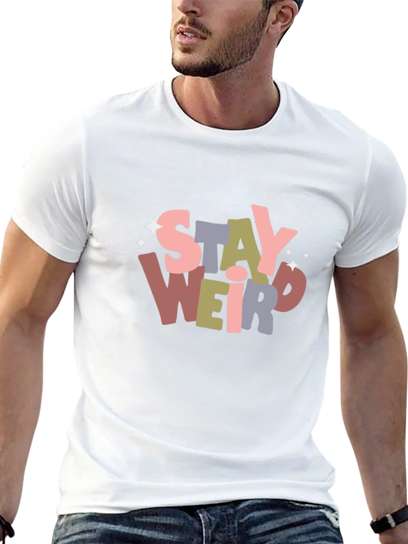Black Stay Weird Graphic Tee - Unisex Softstyle T-Shirt view 13