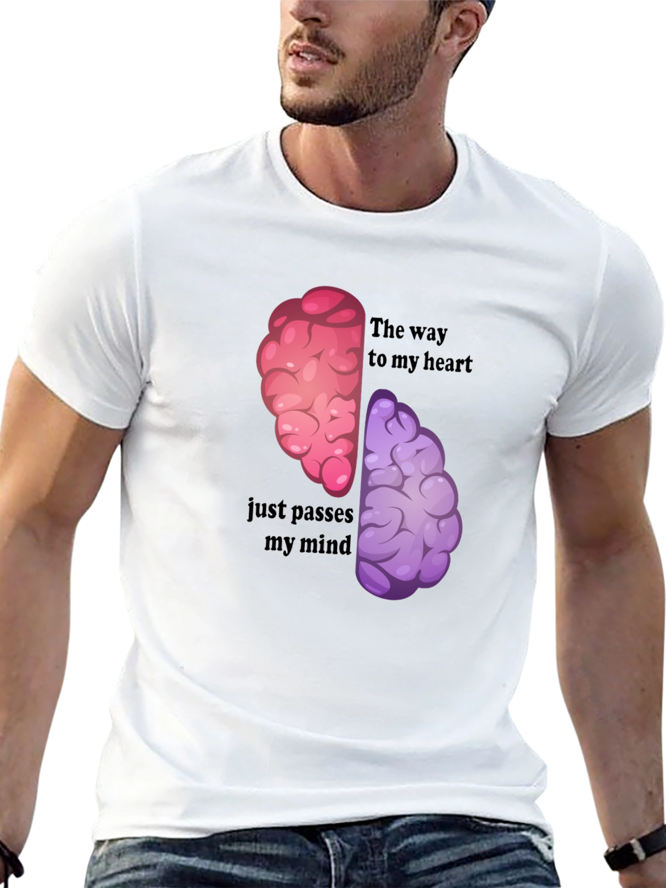 Black Brain Humor Graphic T-Shirt - The Way to My Heart view 13