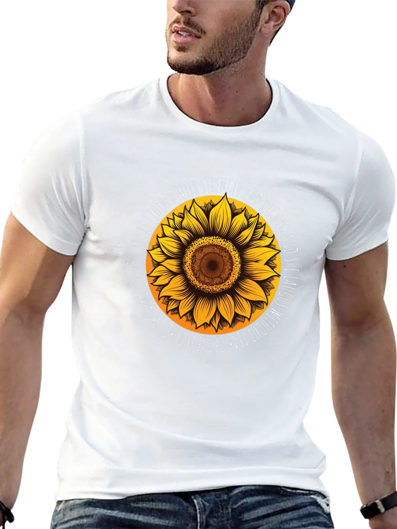 Black Sunflower Proverbs T-Shirt: Strength & Dignity view 13