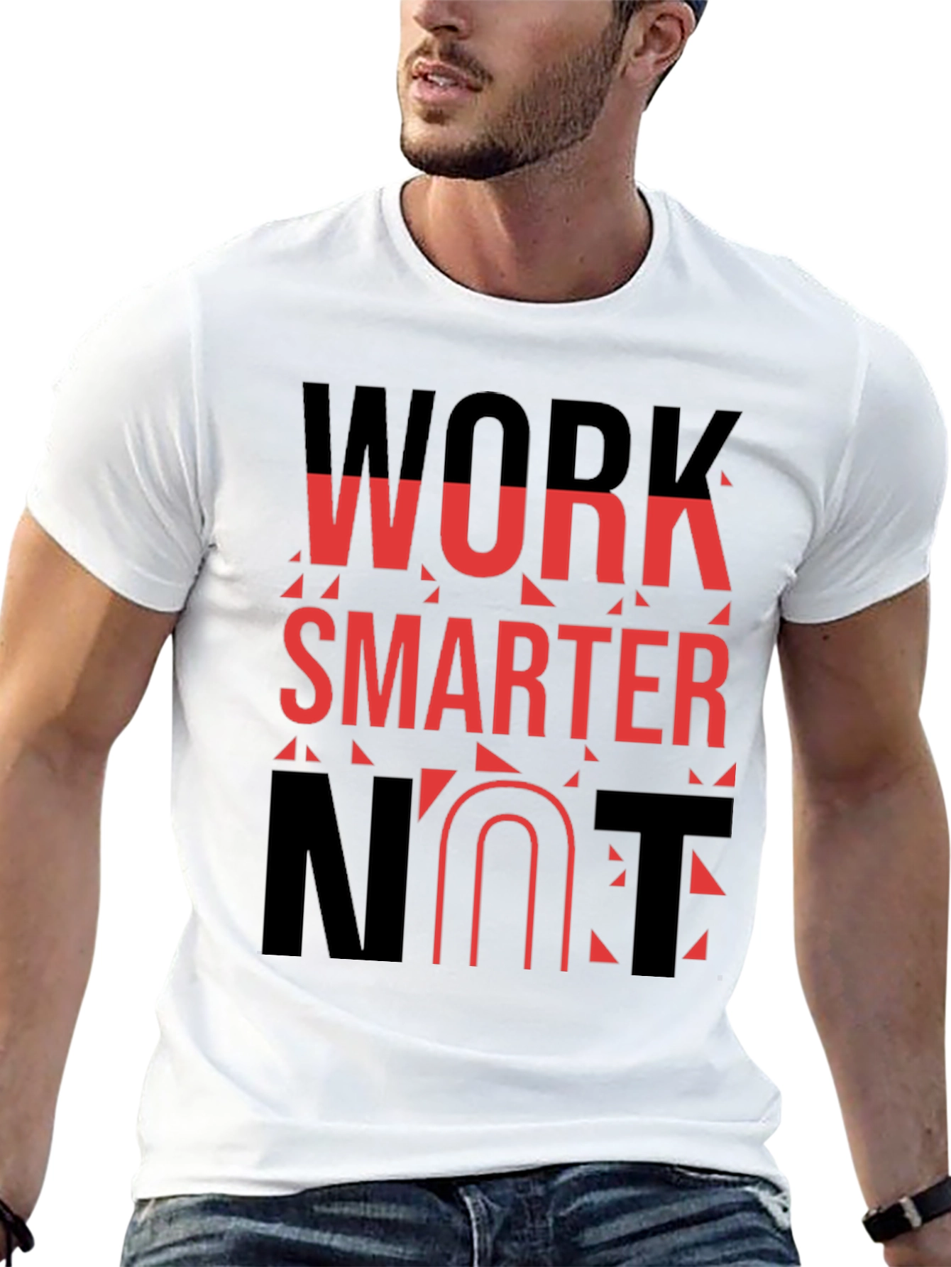 Black Work Smarter T-Shirt - Black, Bold Graphic Tee view 13