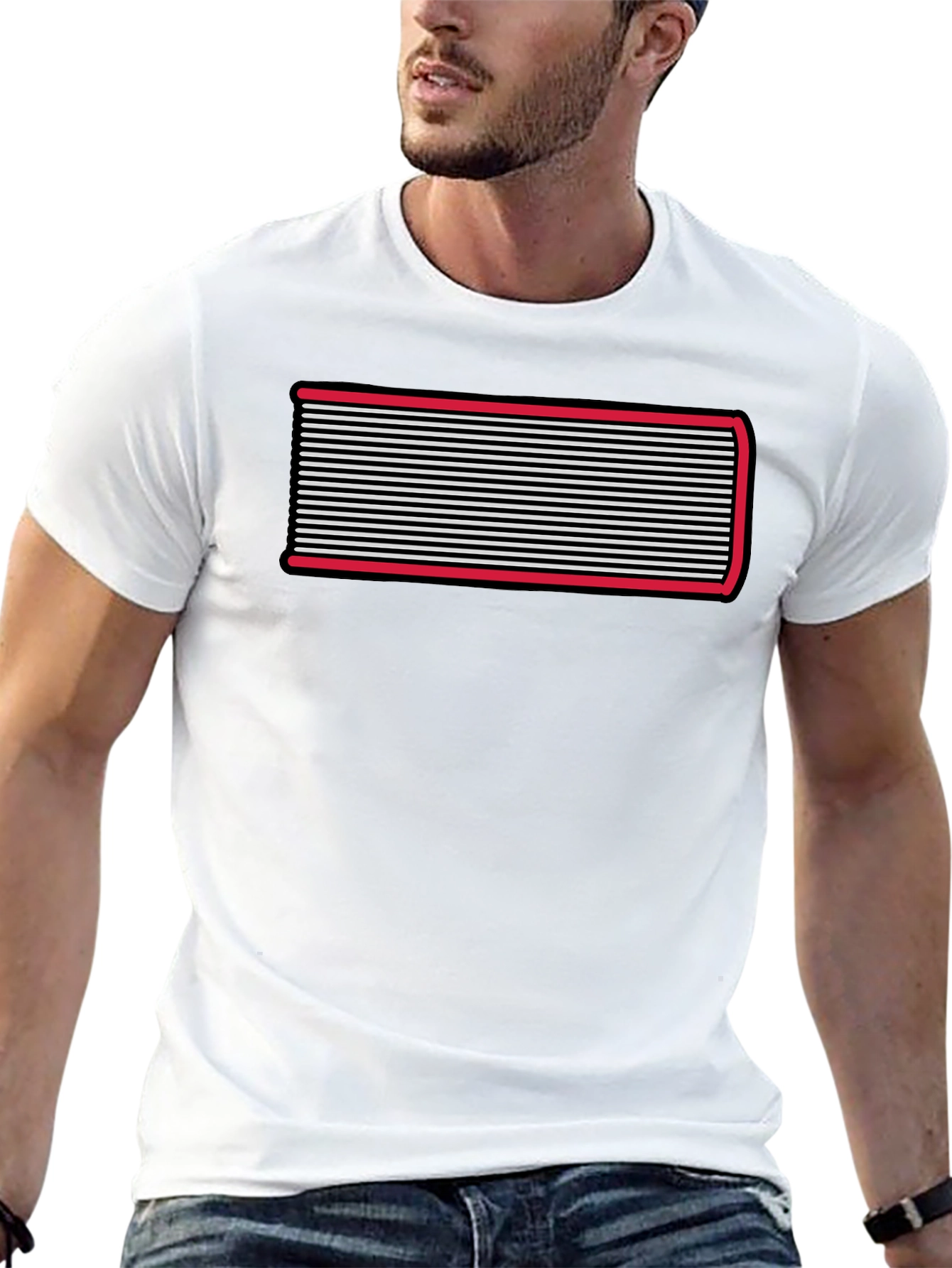 Black Striped Graphic Black T-Shirt view 13
