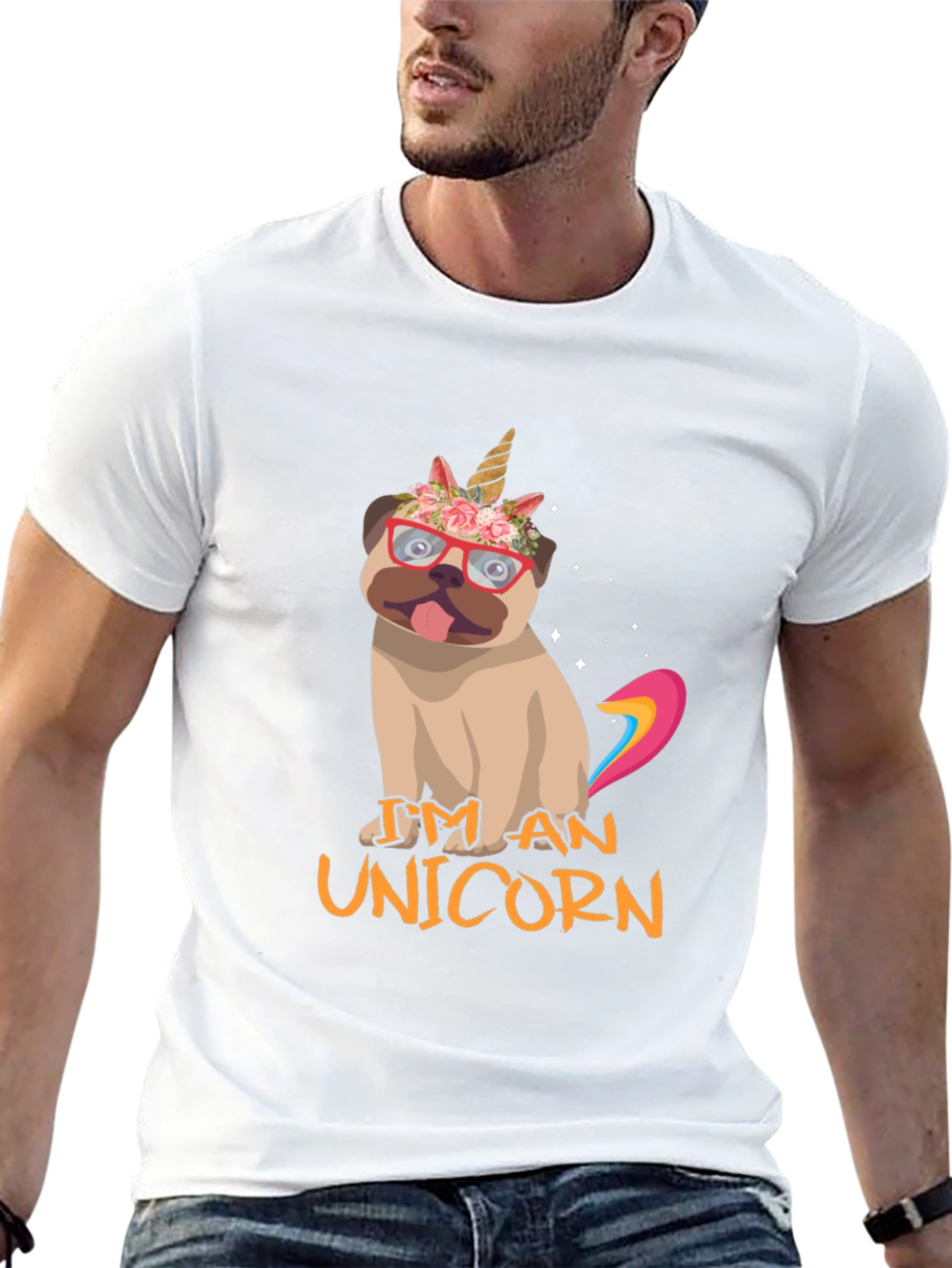 Black I'm An Unicorn Pug T-Shirt view 13