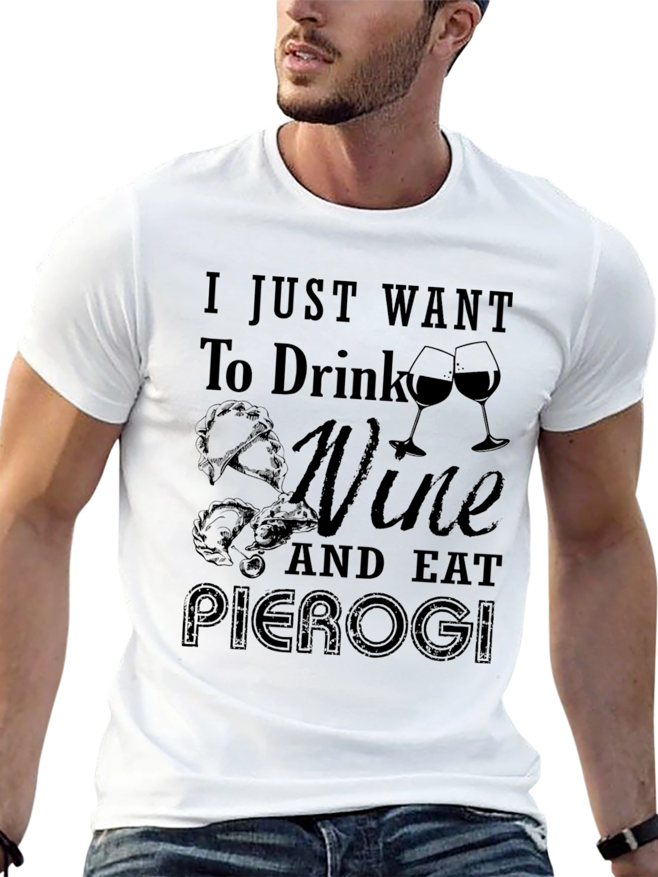 Black Wine and Pierogi T-Shirt - Foodie Tee view 13