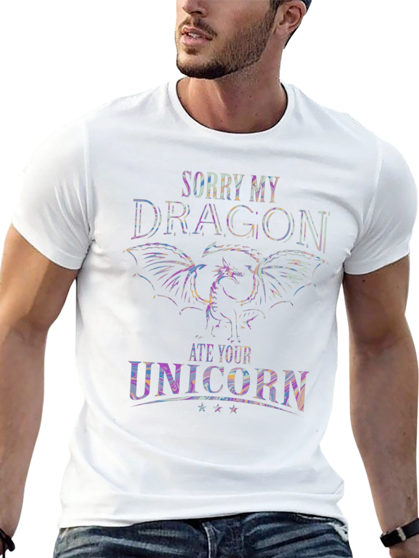 Black Dragon Ate Unicorn T-Shirt - Unique Graphic Tee view 13
