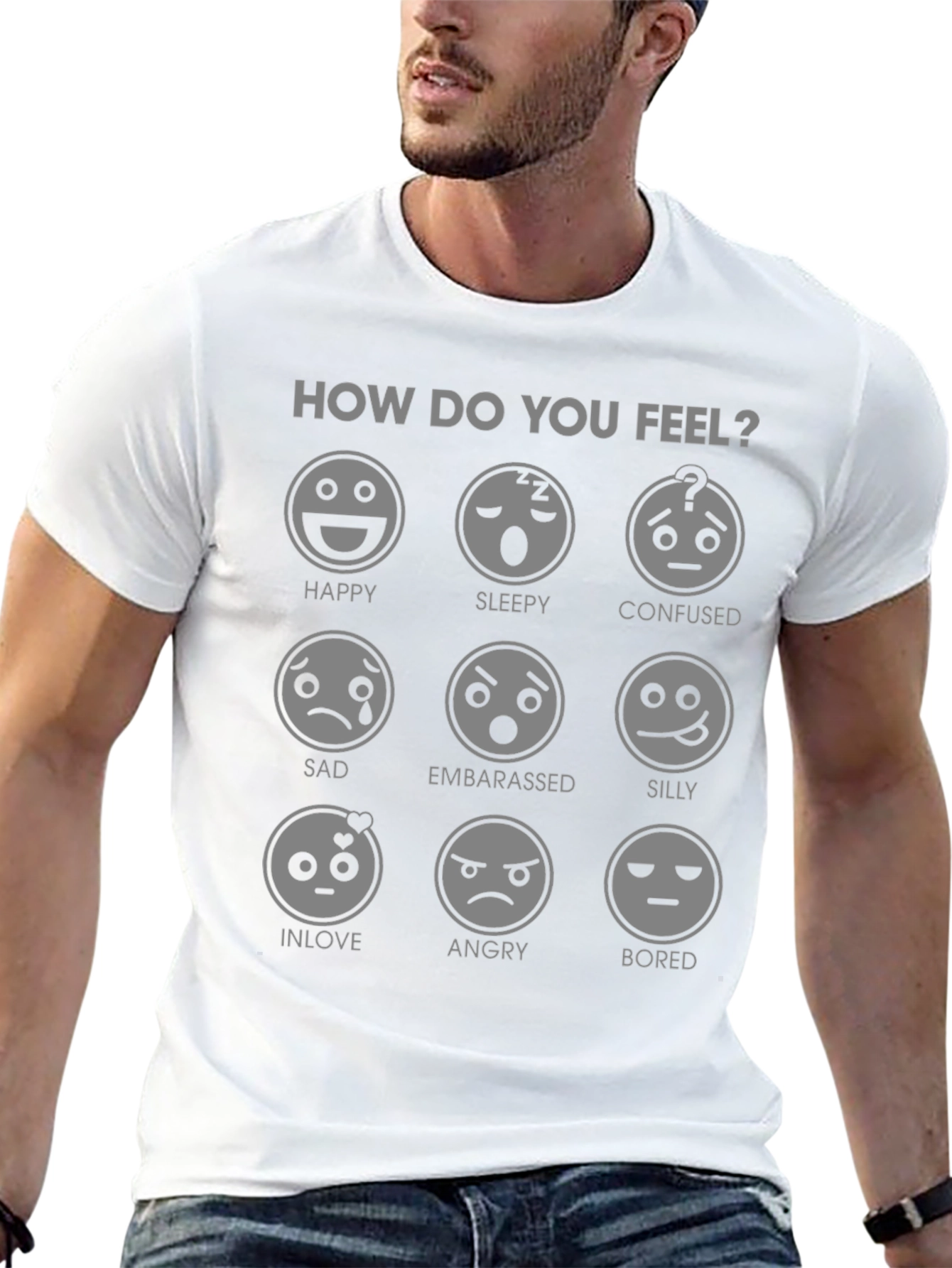 Black Mood Expression T-Shirt - How Do You Feel? view 13