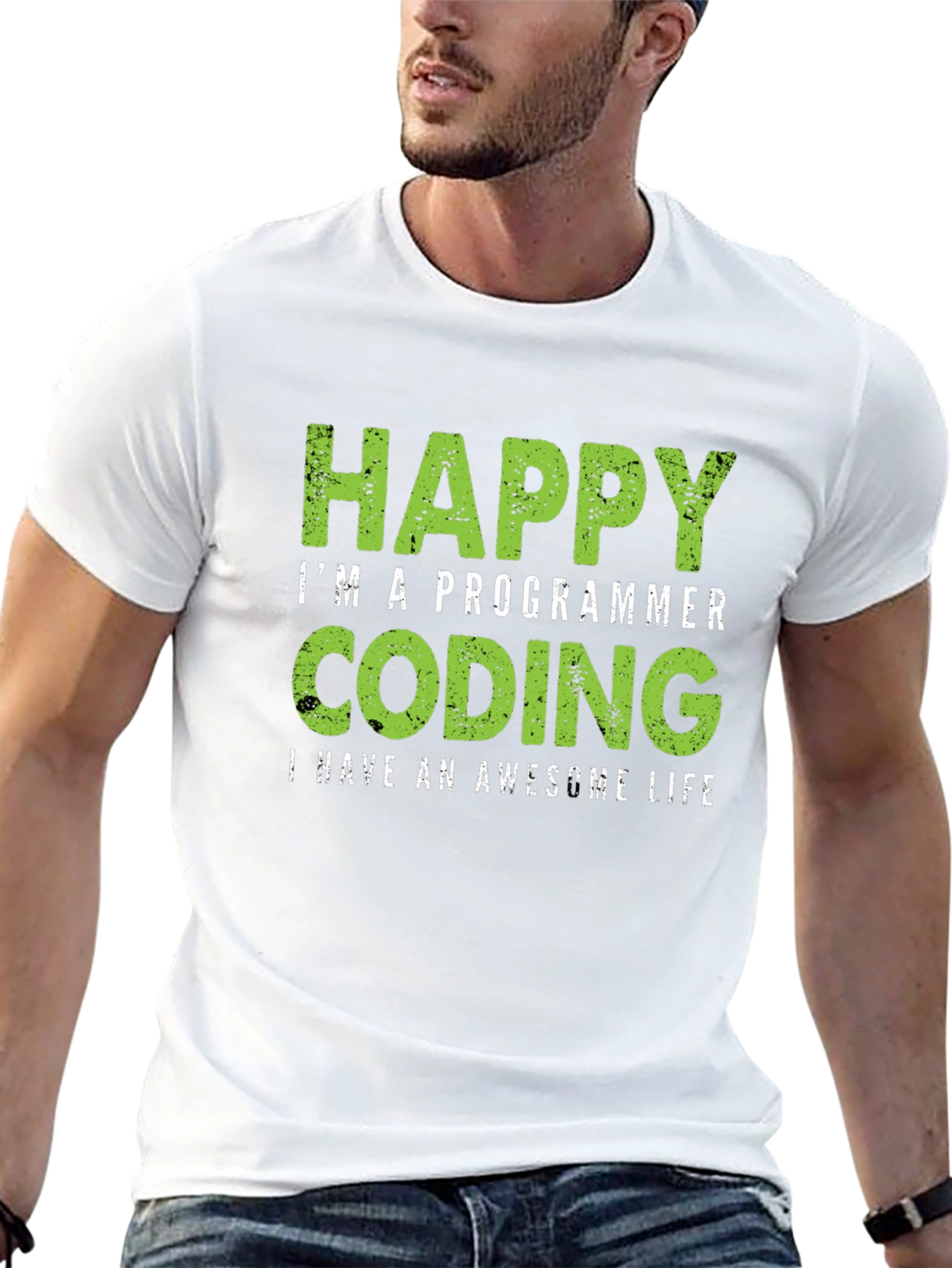 Black Happy Programmer Coding T-Shirt - Awesome Life view 13