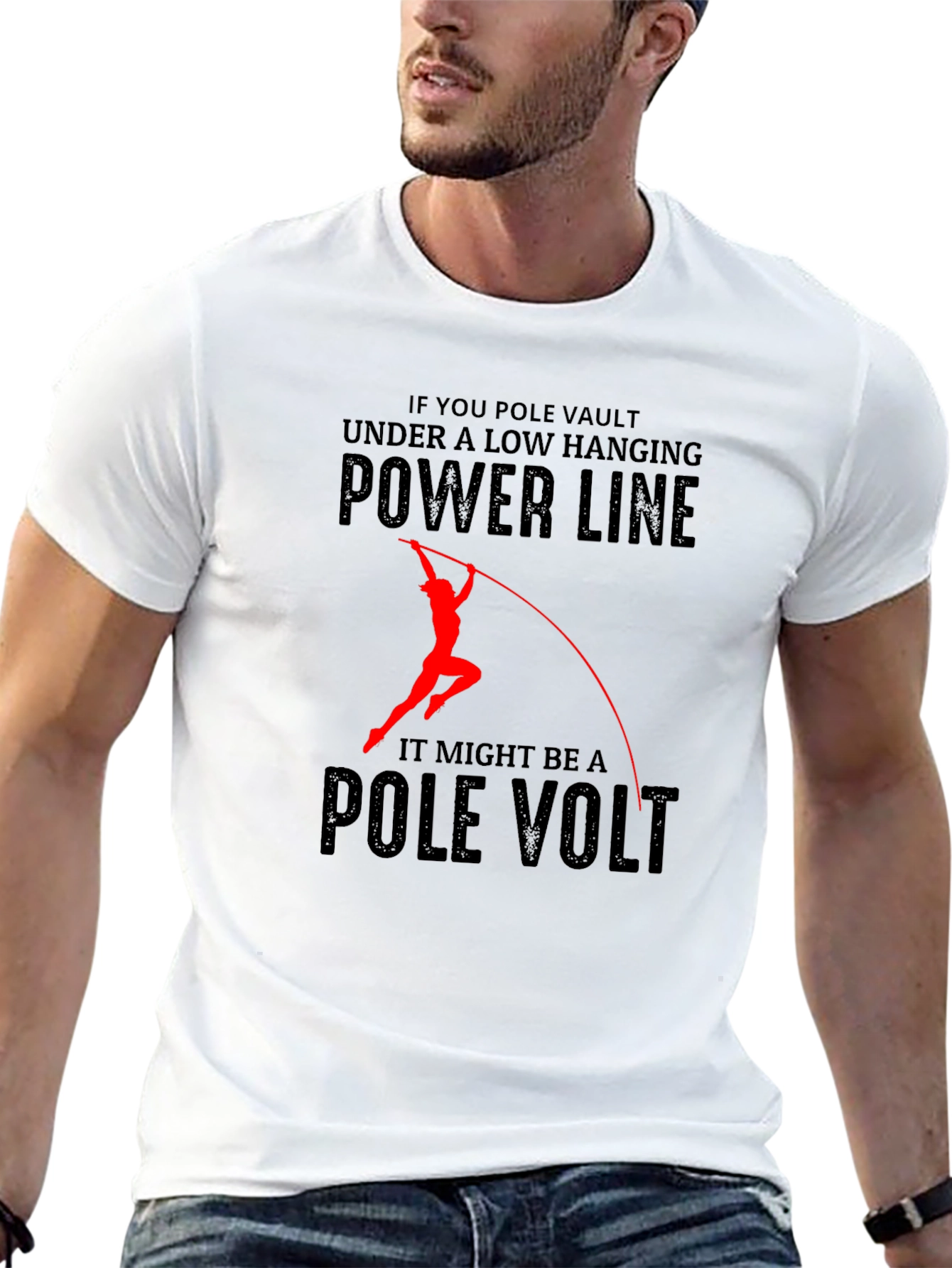 Black Funny Pole Vaulting T-Shirt view 13