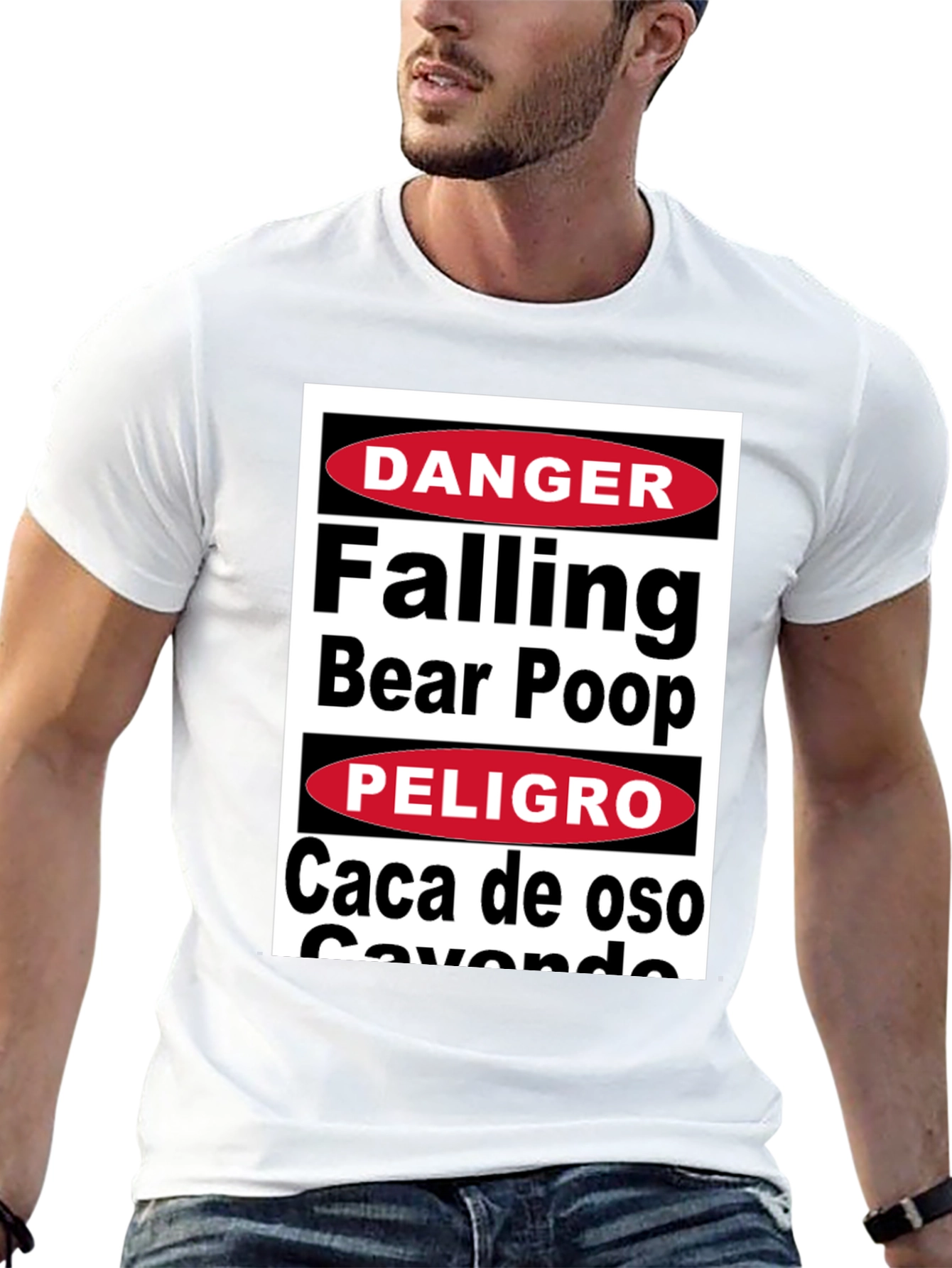 Black Danger Falling Bear Poop T-Shirt Funny Graphic Tee view 13