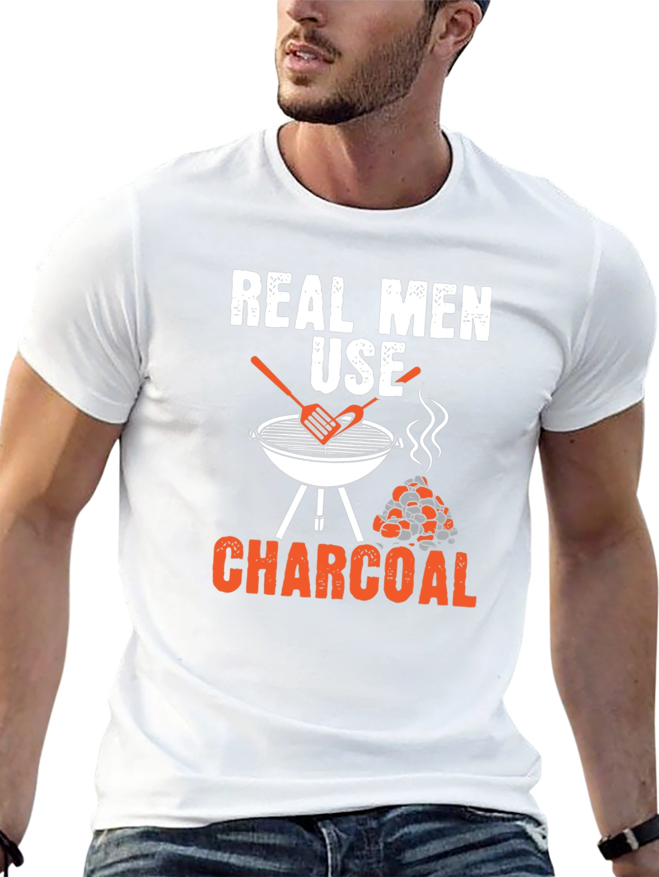 Black Real Men Use Charcoal Graphic Tee view 13