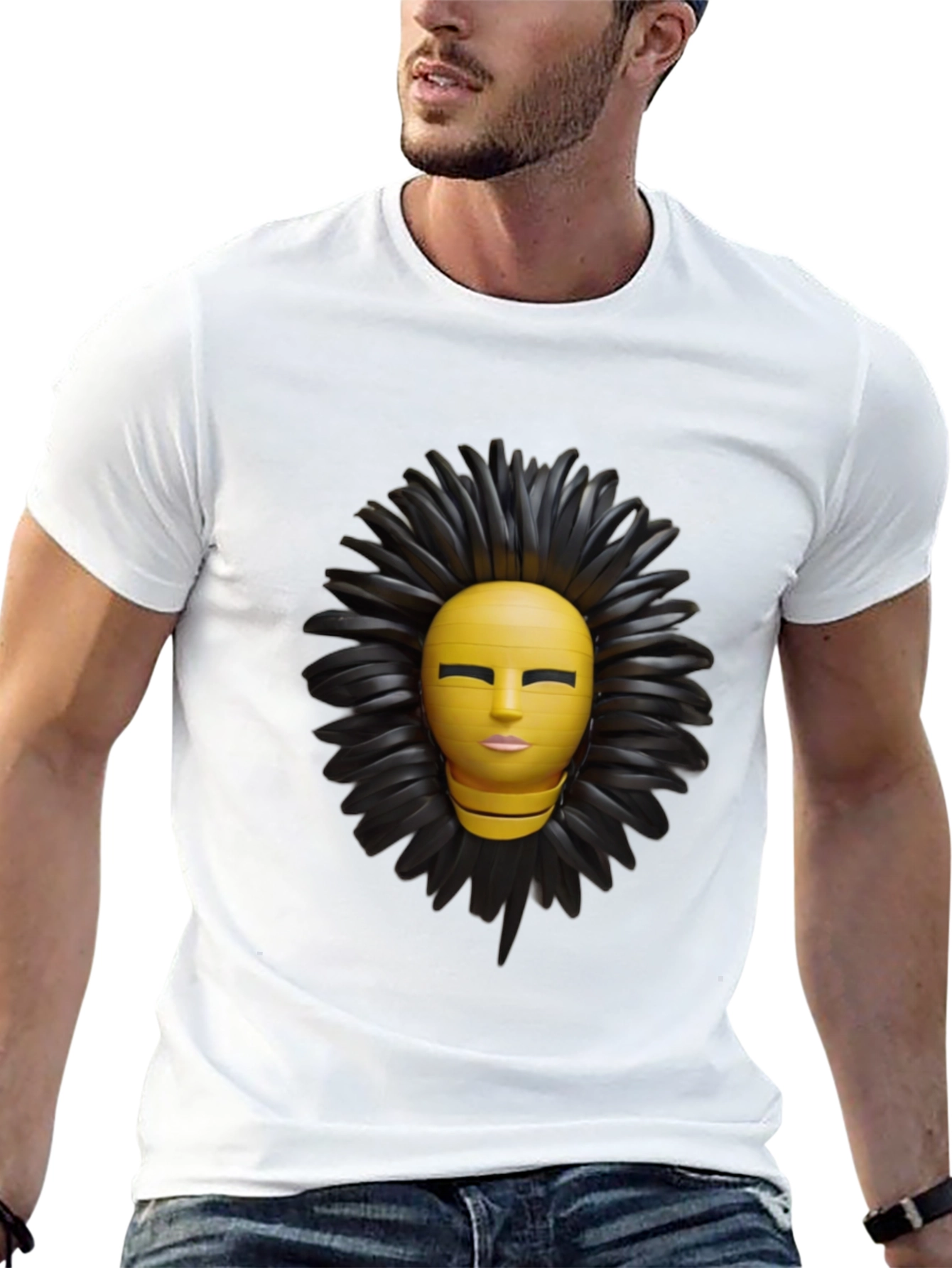 Black Abstract Face Graphic Print T-Shirt view 13