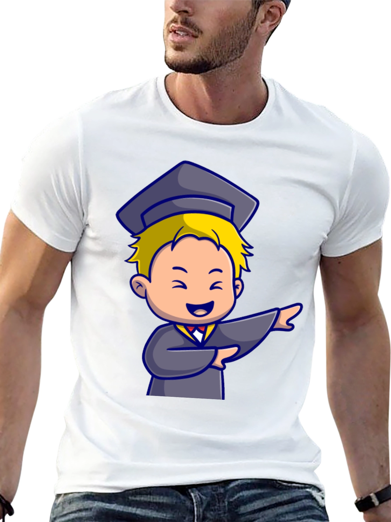Black Graduation Cartoon Graphic T-Shirt view 13