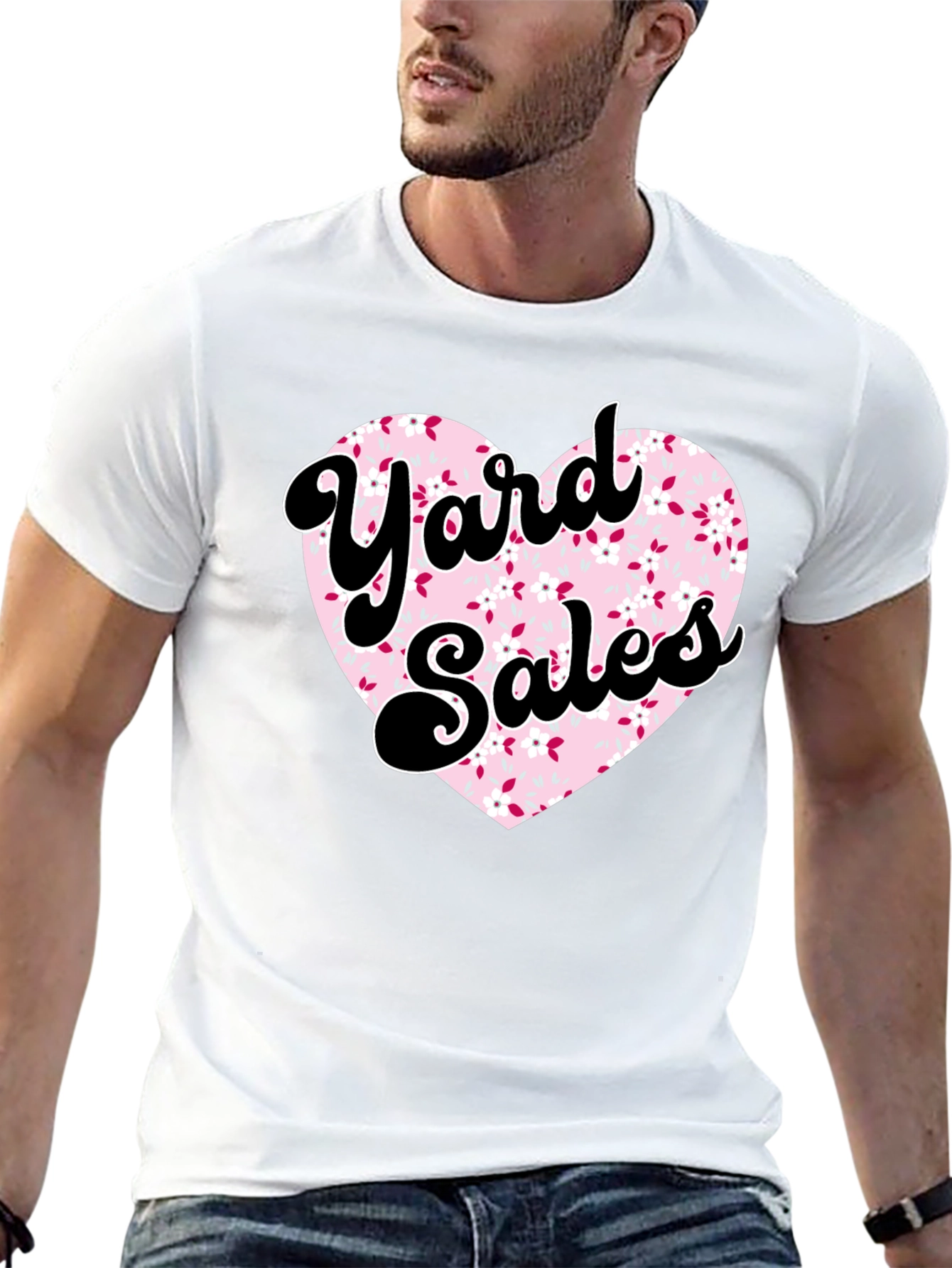 Yard Sales Heart Graphic Tee - Black Casual Shirt - 13