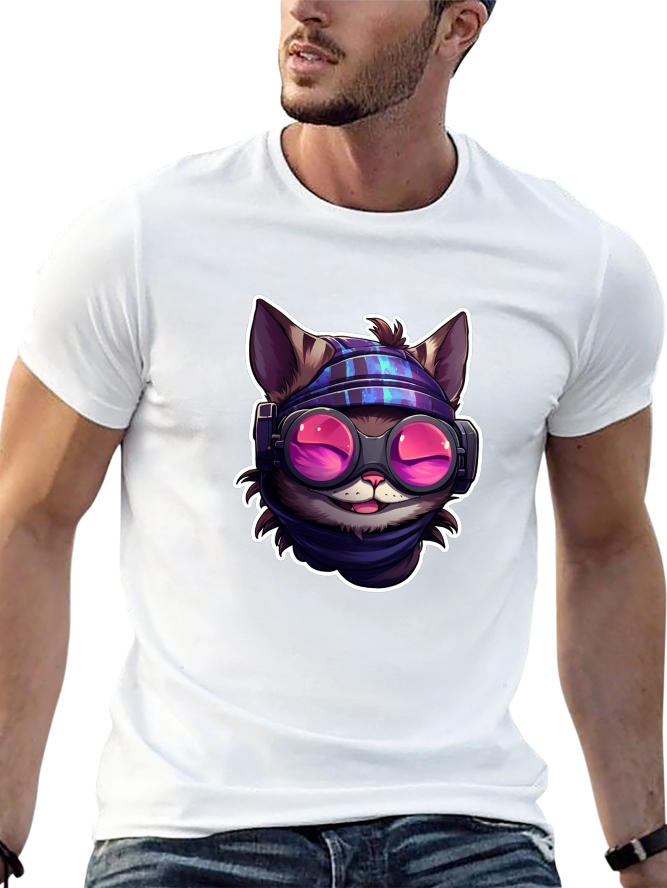 Black Cool Cat Tee - Steampunk Style view 13