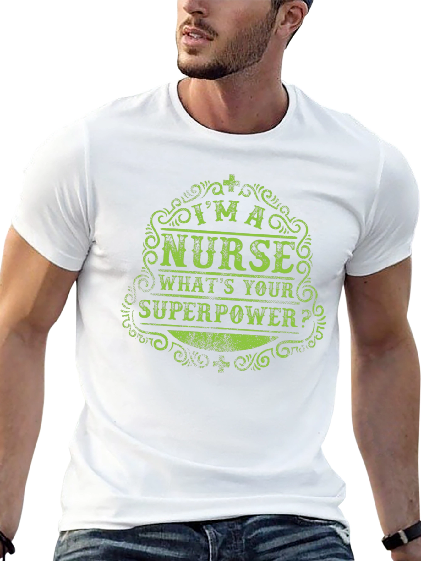 Black I'm a Nurse, What's Your Superpower? T-Shirt view 13