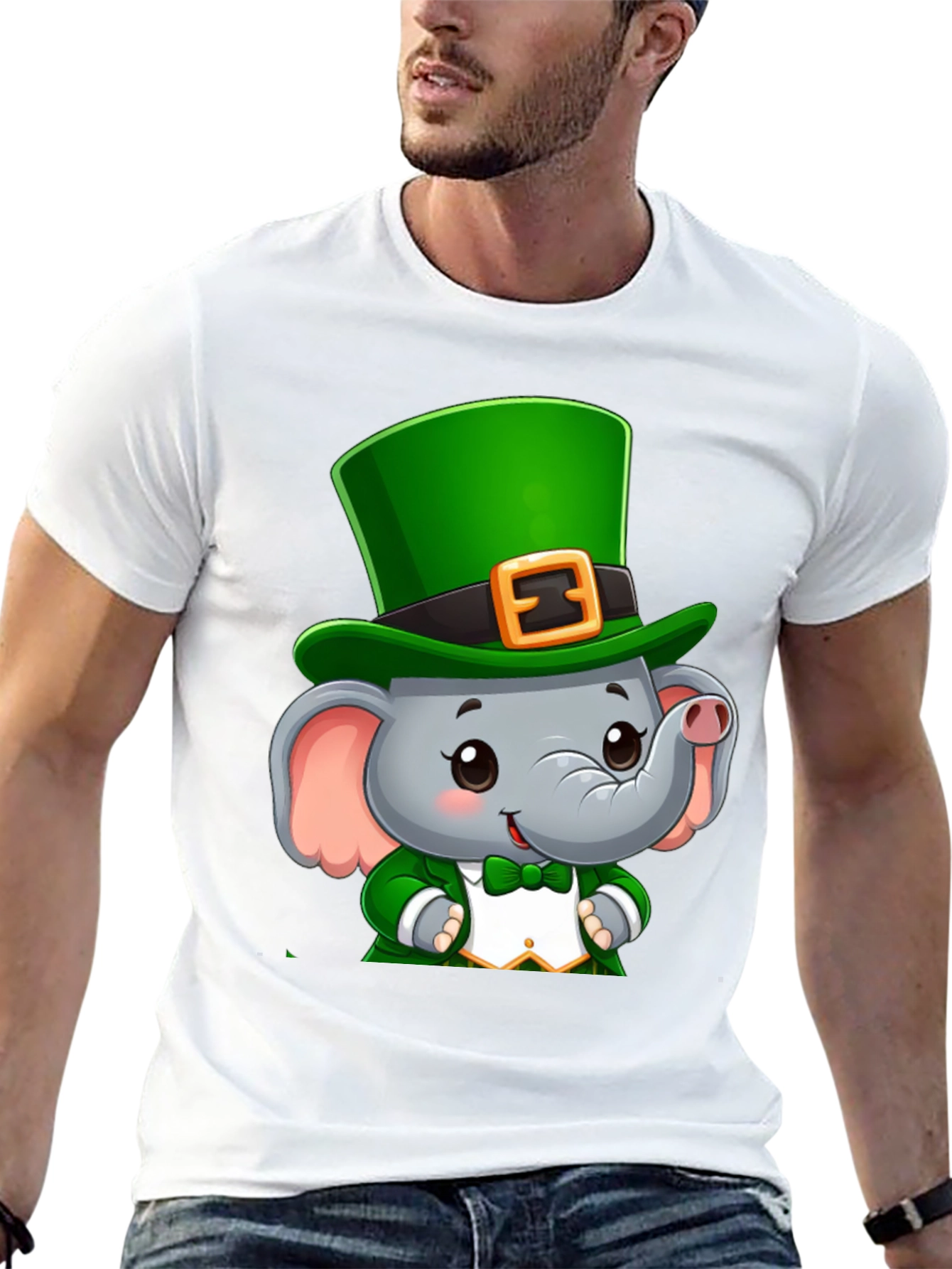 Black St. Patrick's Day Elephant T-Shirt view 13