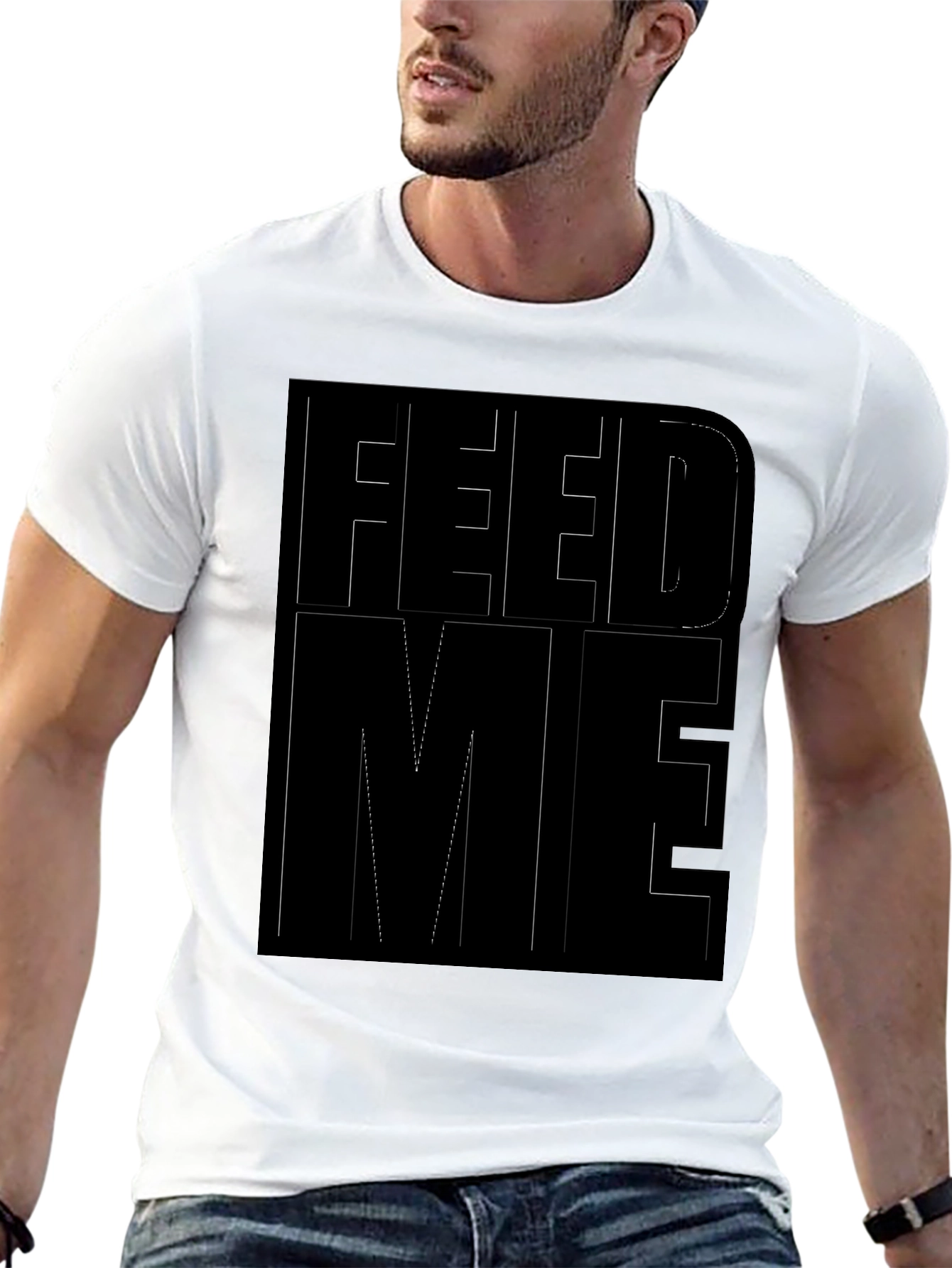Black Feed Me Graphic Print Black T-Shirt view 13