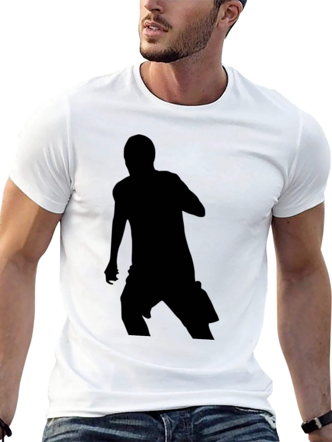 Black Men's Silhouette Graphic Print T-Shirt view 13