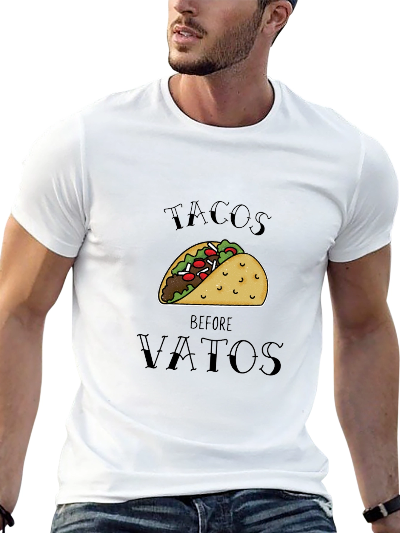 Black Tacos Before Vatos Black Graphic Tee view 13