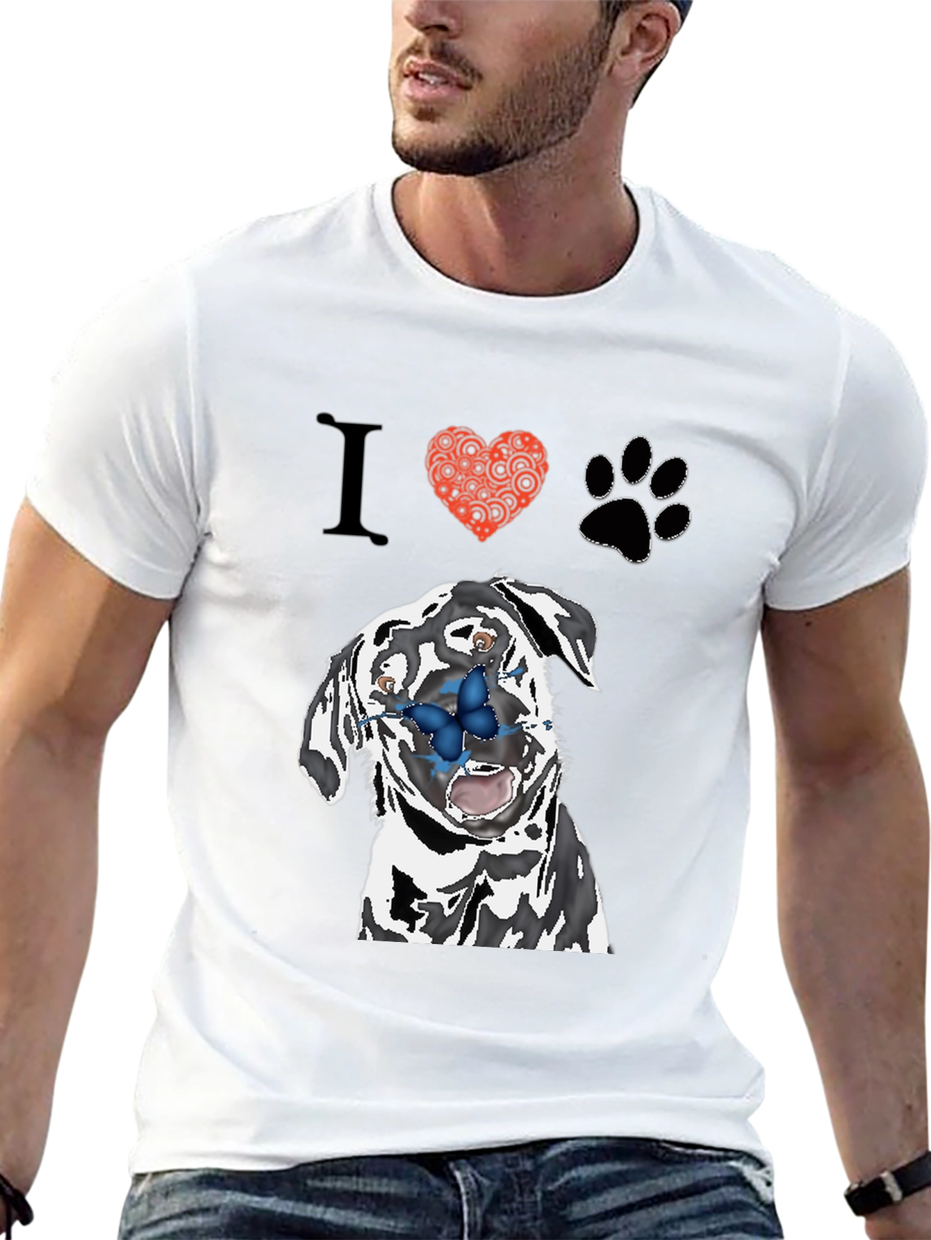 Black I Heart Pups T-Shirt: Black Tee with Dalmatian Graphic view 13