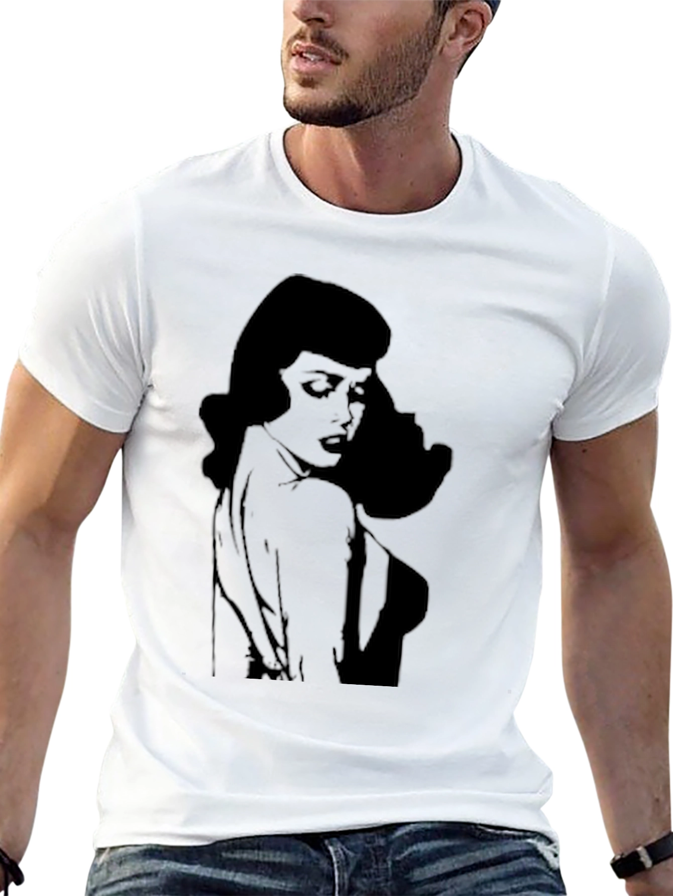 Black Retro Silhouette Graphic T-Shirt - Black view 13